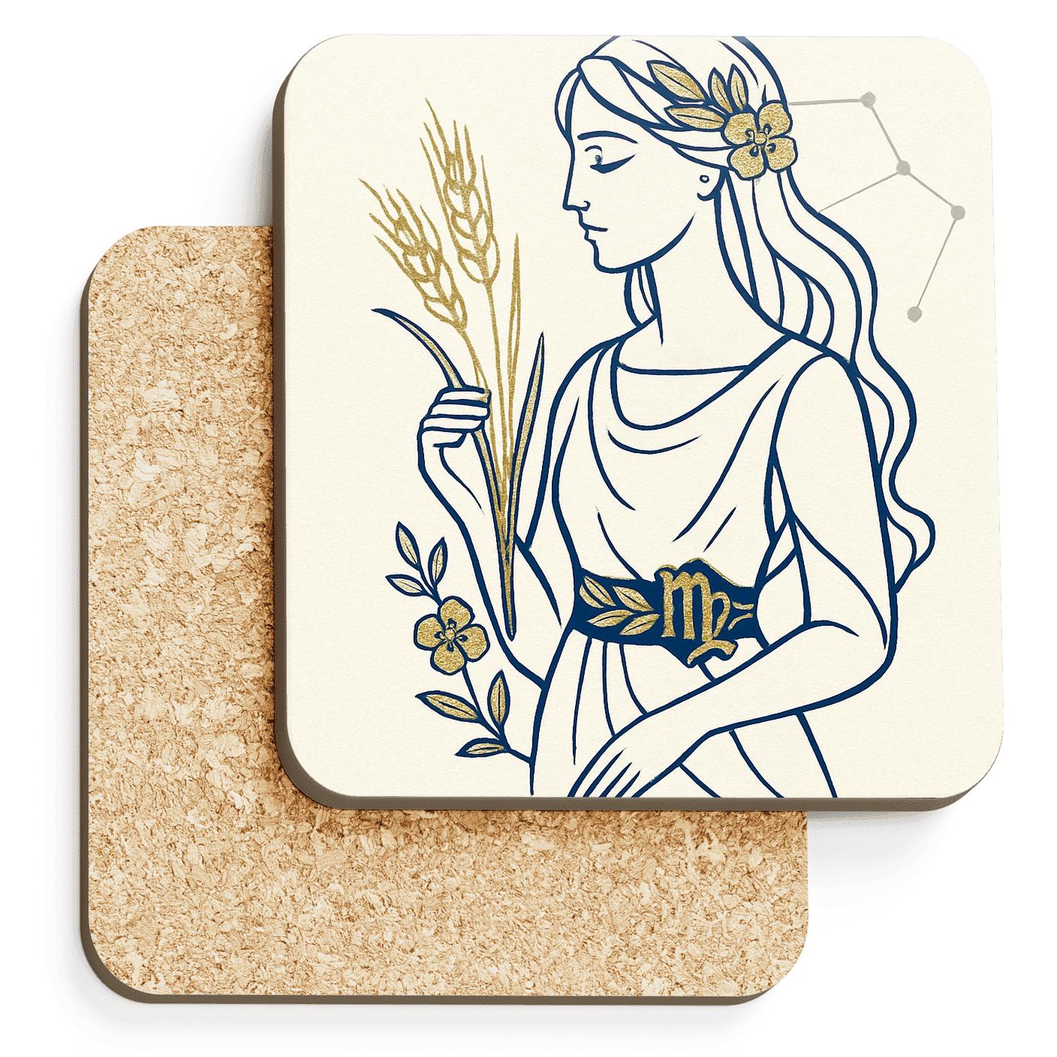 Virgo Celestial Maiden cork coaster sets