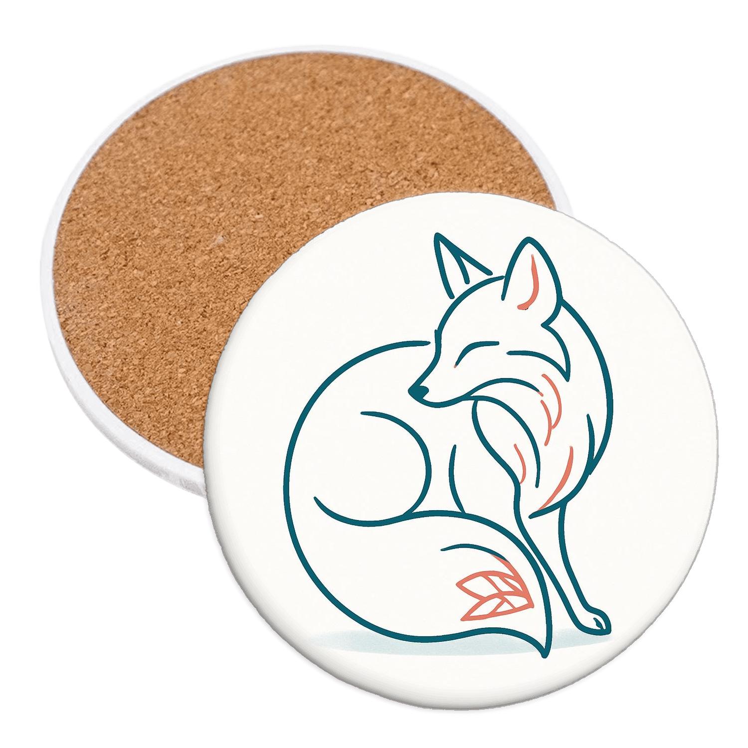 Whispering Teal Fox absorbent drink coasters
