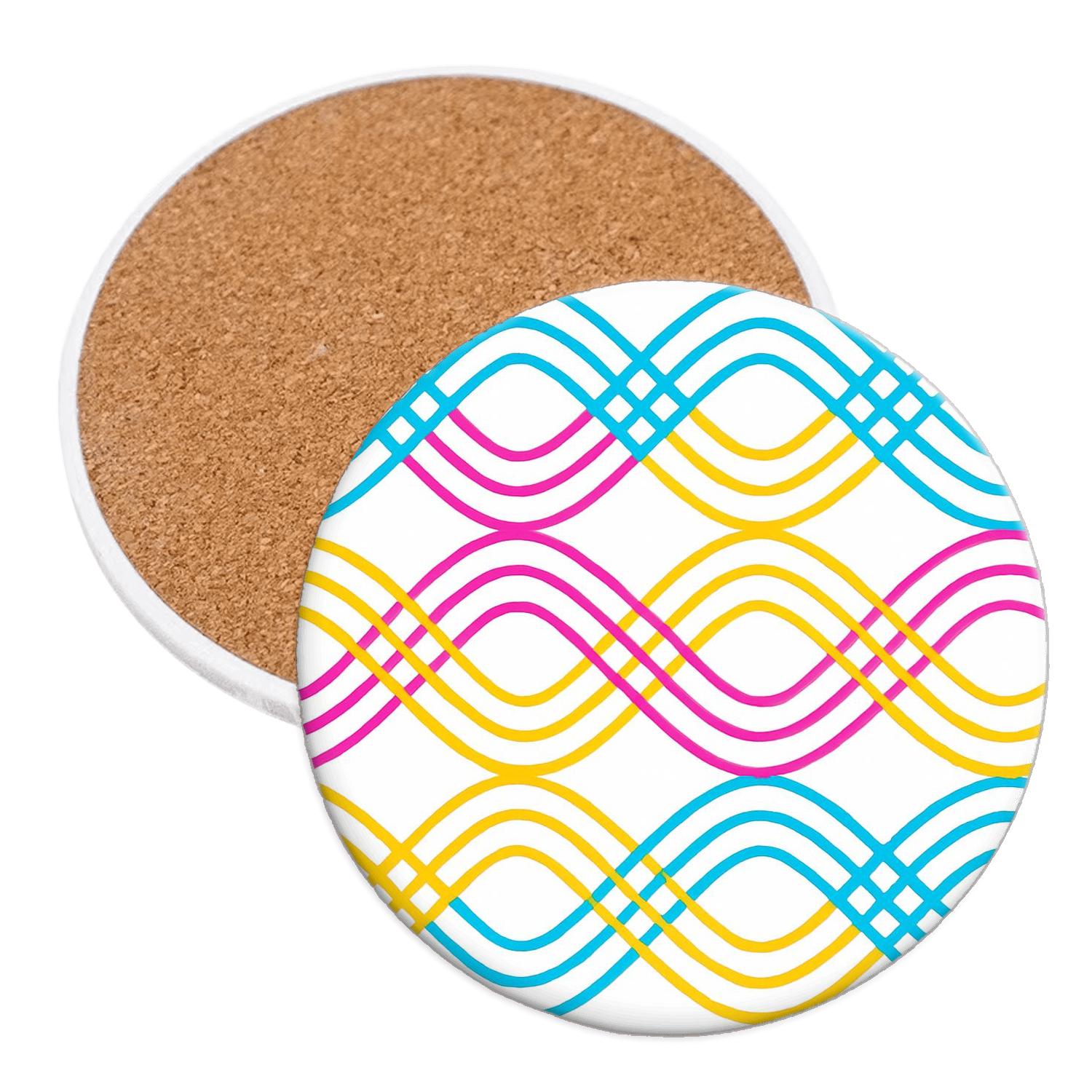 Neon Fretwork Wave elegant tabletop coasters