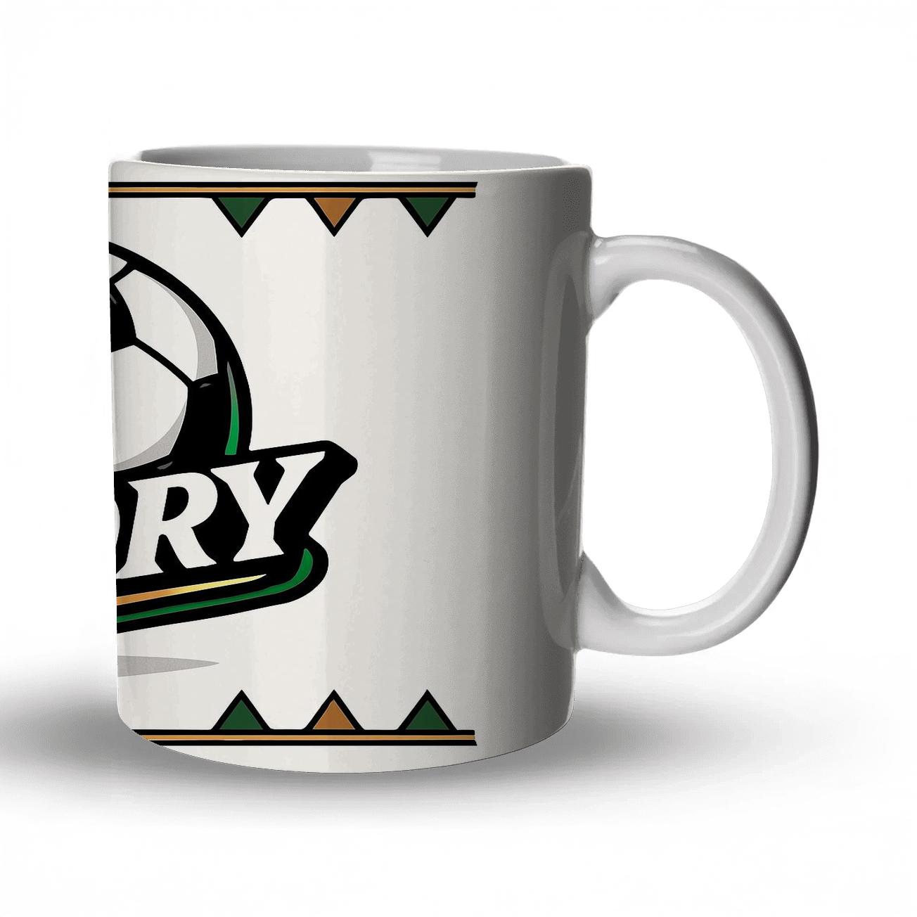 Victory Soccer Pentagons ceramic coffee mugs
