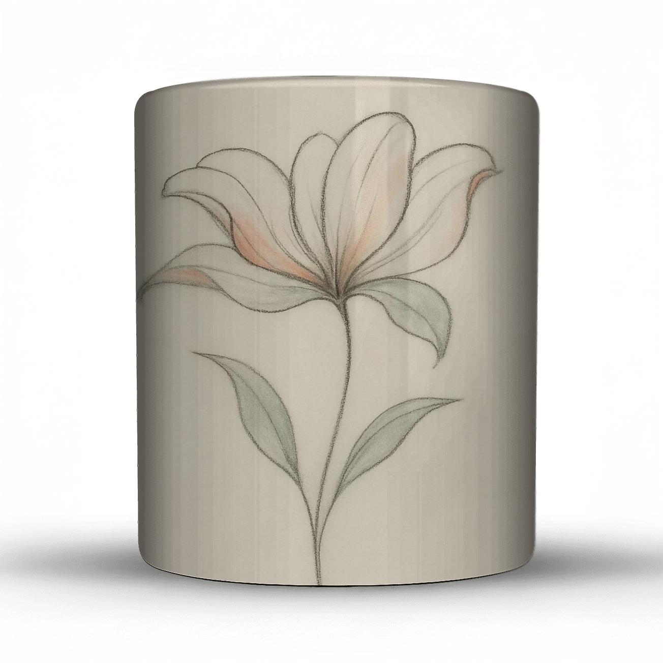 Floral Whisper Lines ceramic coffee mugs