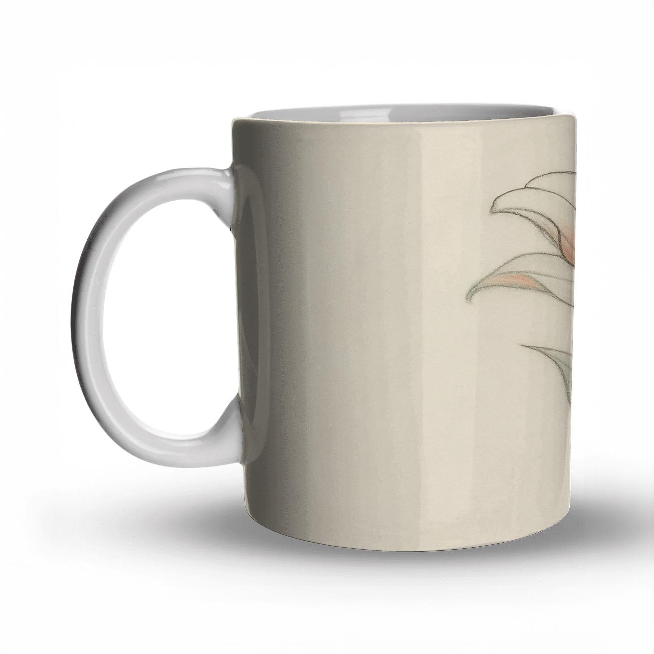 Floral Whisper Lines ceramic coffee mugs