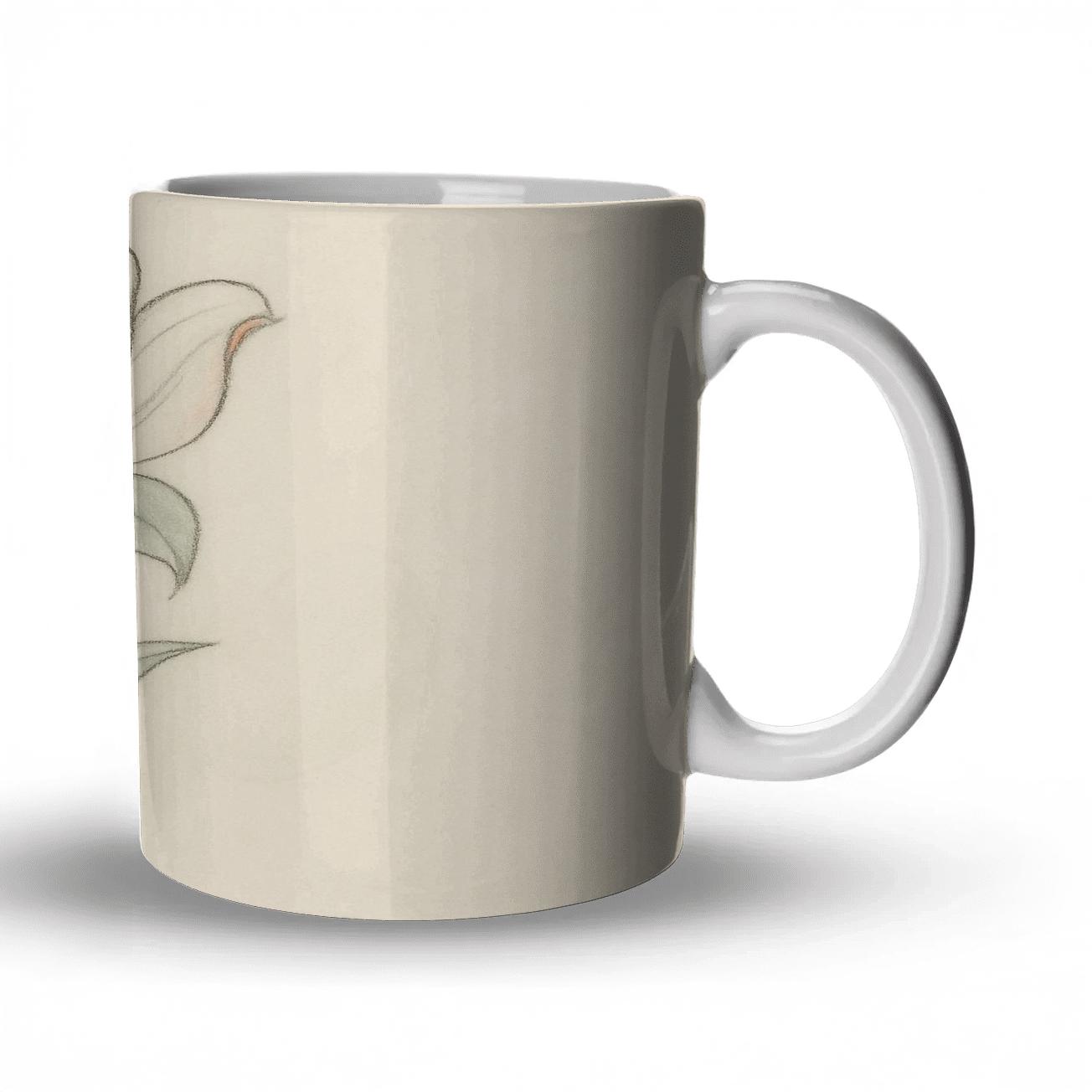 Floral Whisper Lines ceramic coffee mugs