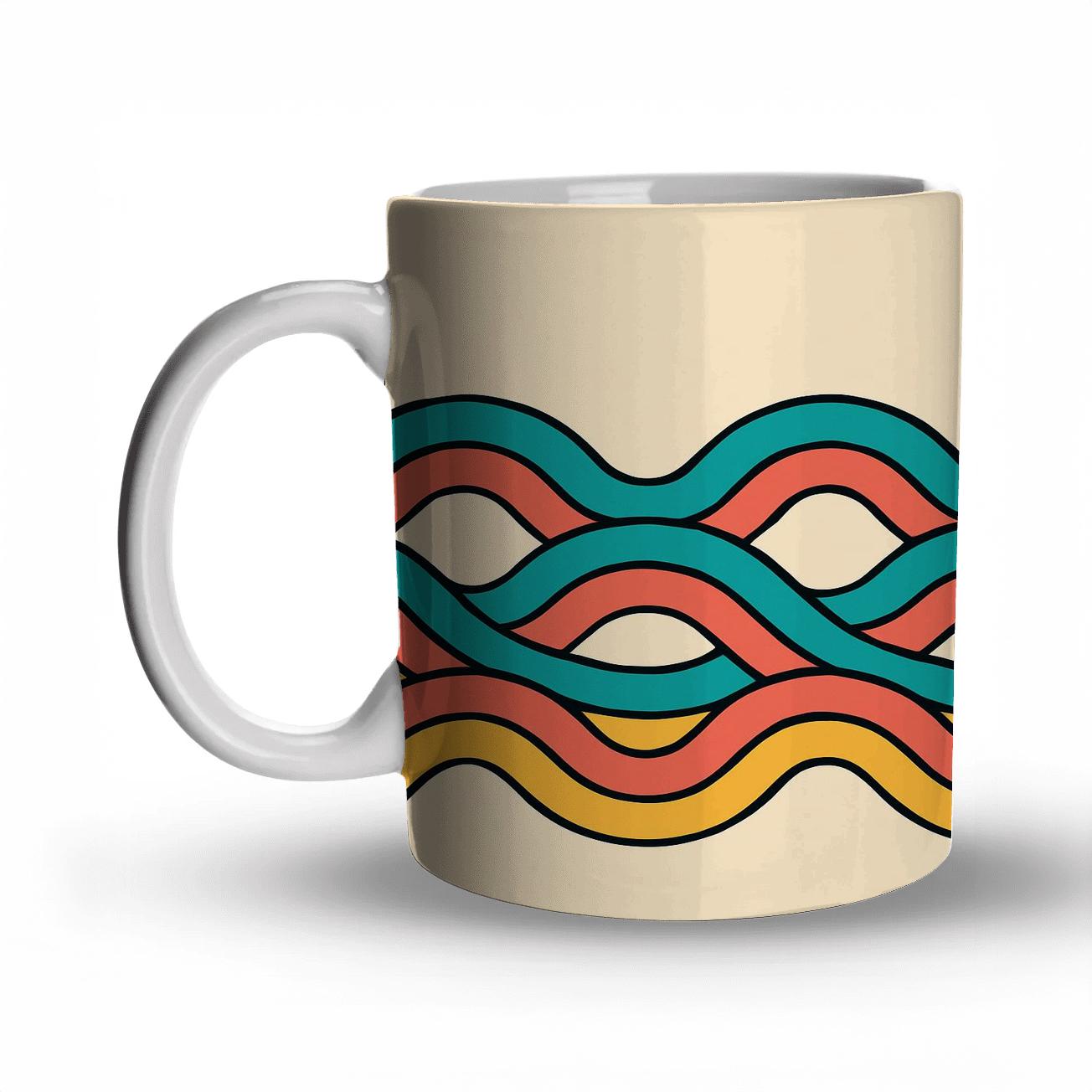 Bold Bright Wave Tapestry decorative mug sets
