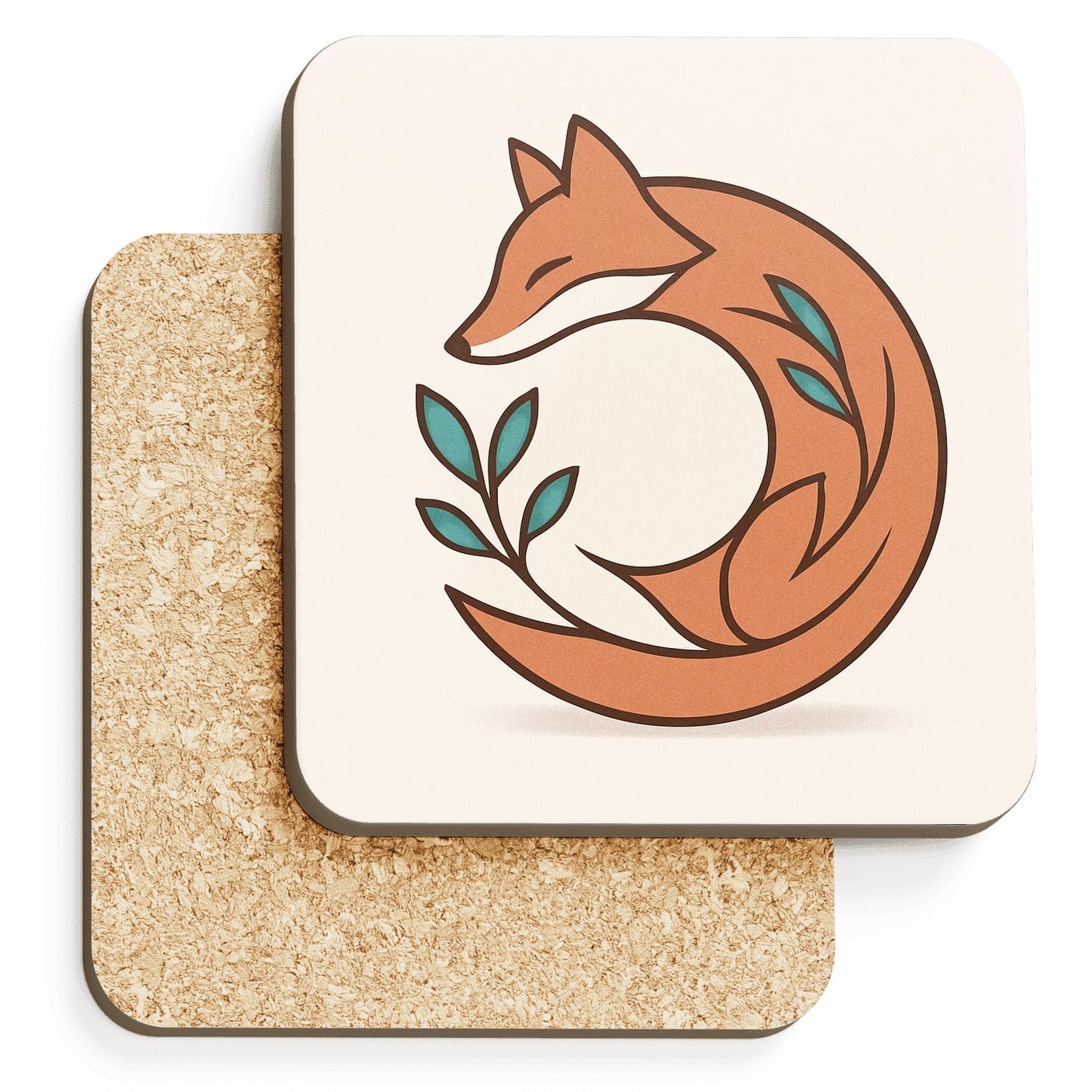 Minimalist Fox Embrace absorbent drink coasters