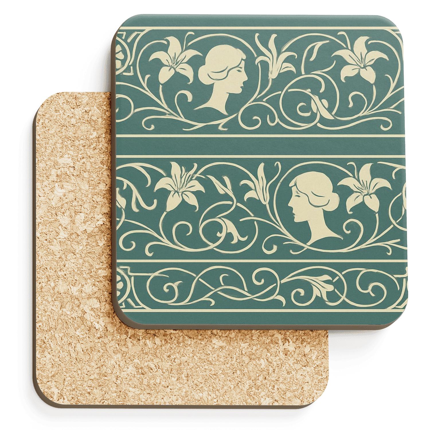 Ornamental Art Nouveau Frieze decorative beverage coasters