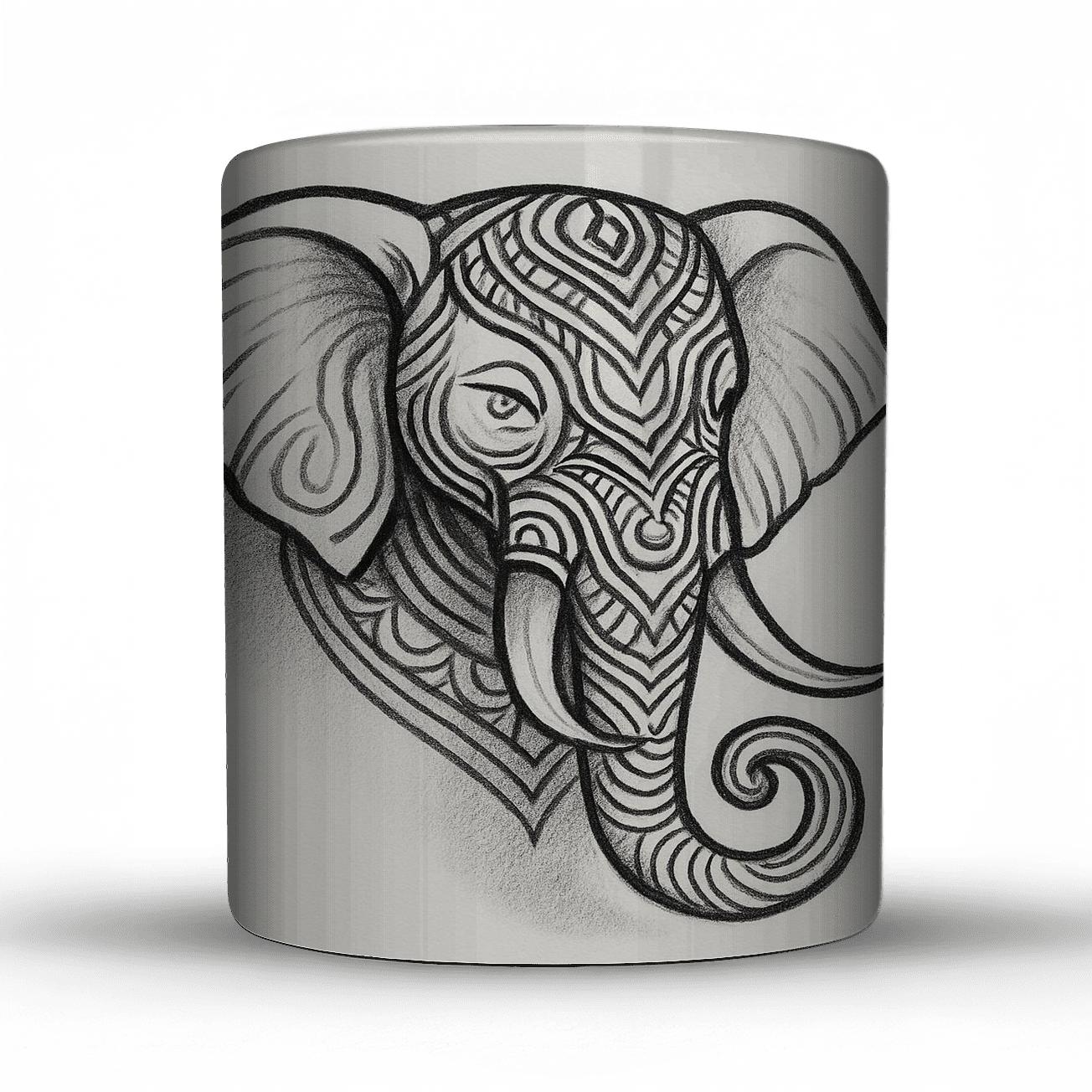 Minimal Elephant Emblem travel mugs with handles