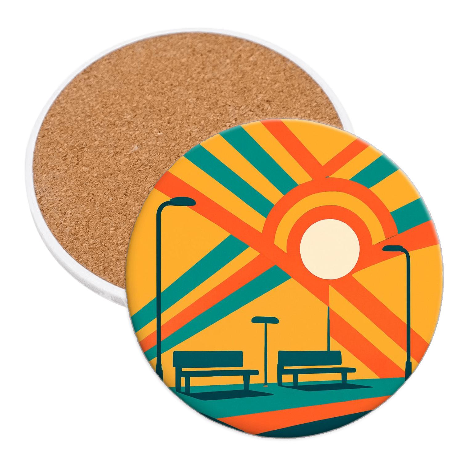 Solar Ribbon Geometry decorative beverage coasters