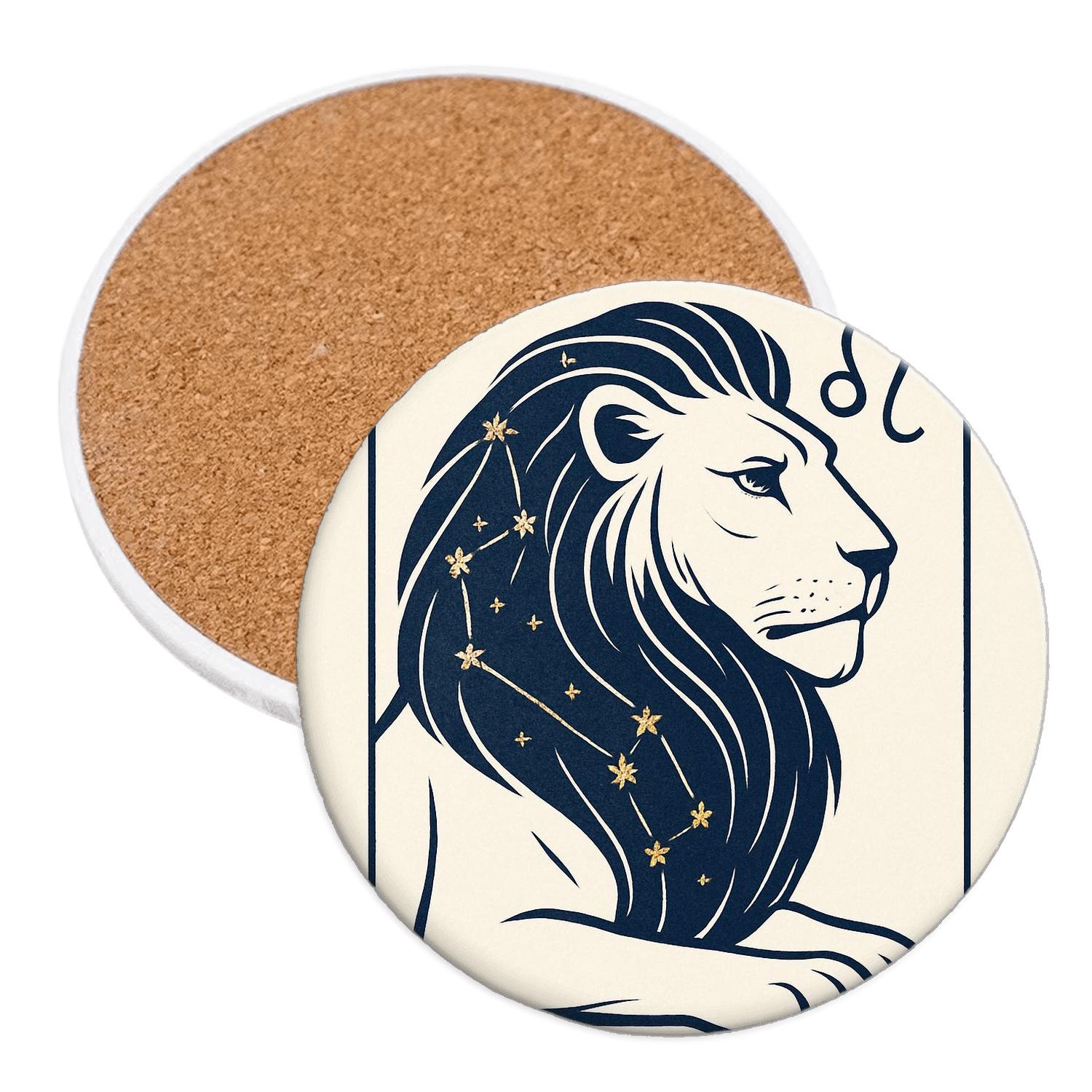 Regal Leo cork coaster sets