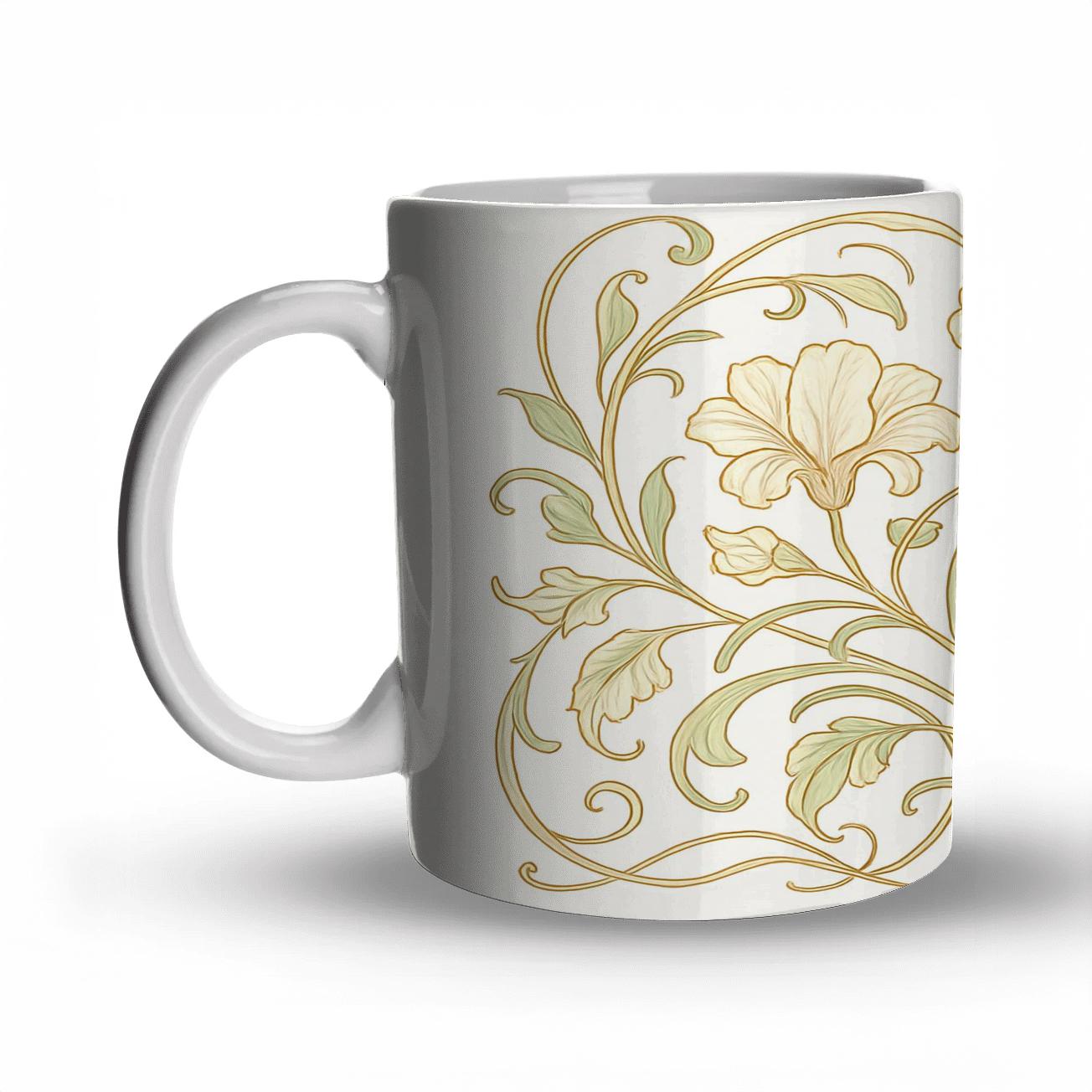 Ornamental Art Nouveau Floral Vector decorative mug sets