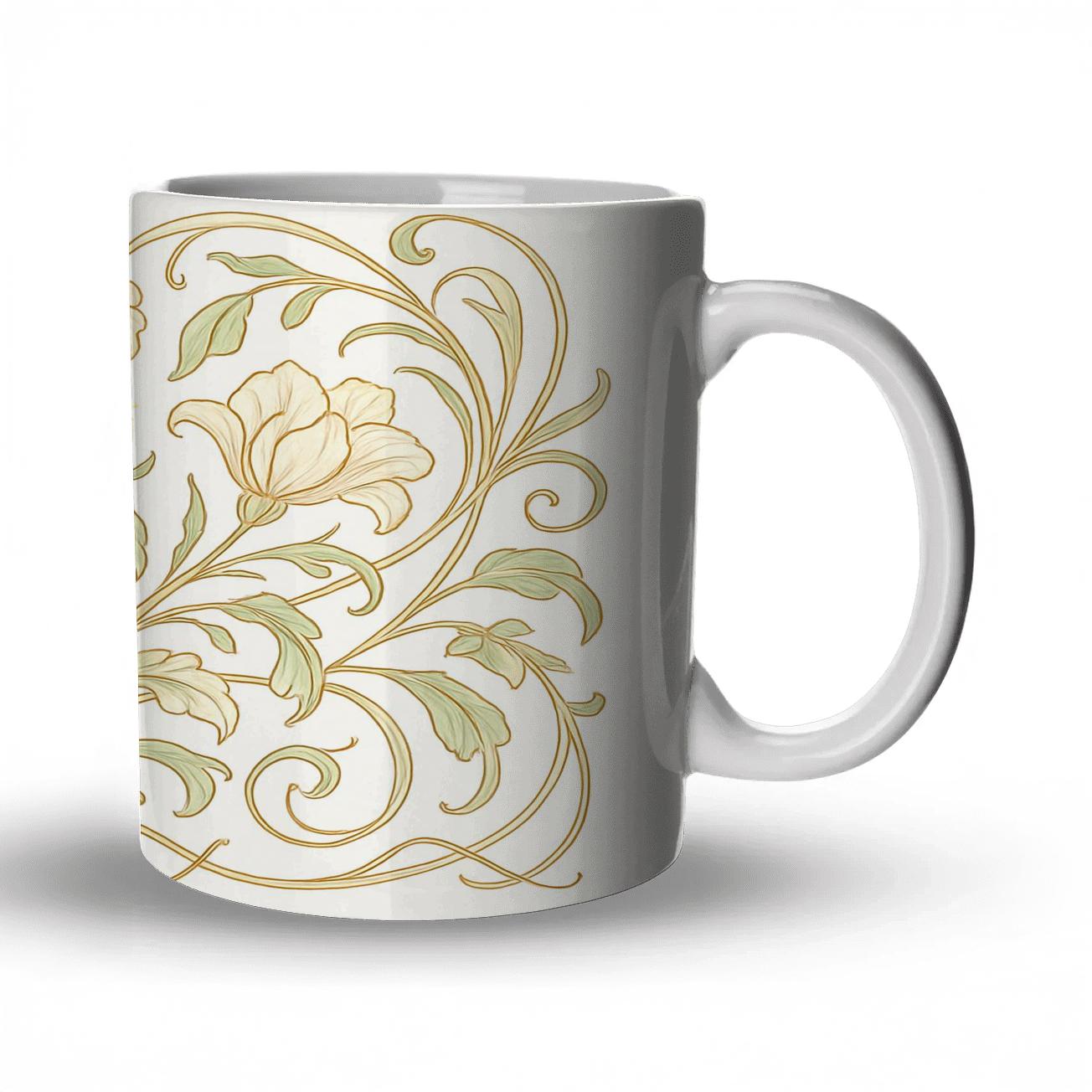 Ornamental Art Nouveau Floral Vector decorative mug sets