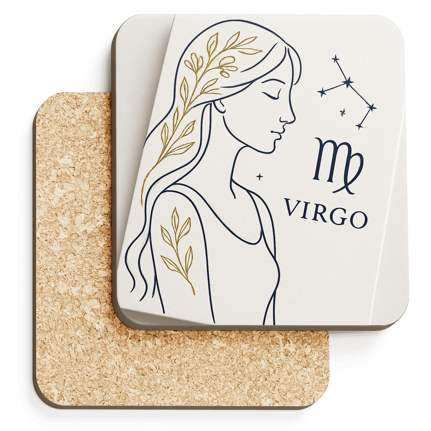 Virgo Maiden Line Art elegant tabletop coasters