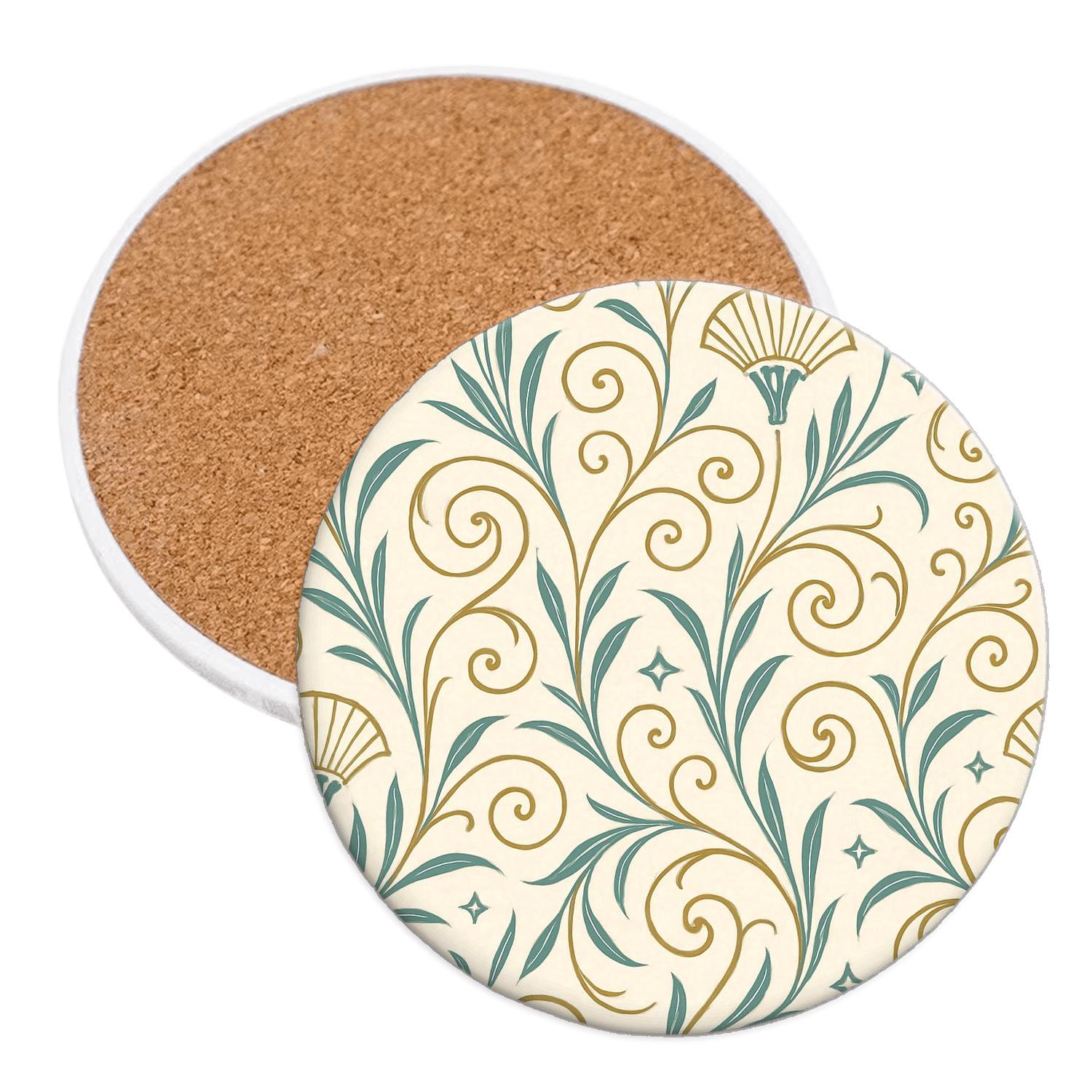 Art Deco Botanical Scroll stone coaster collections