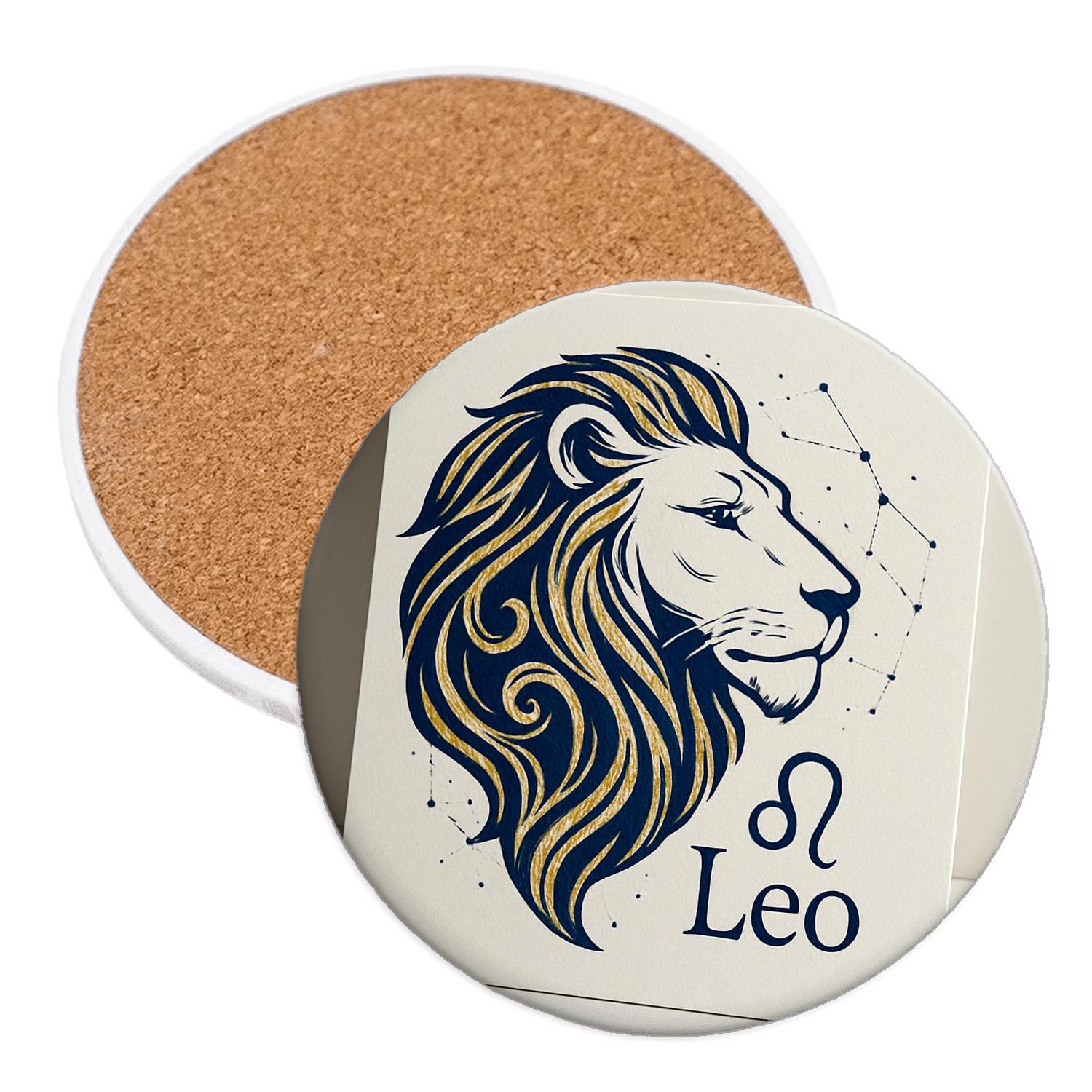 Leo Regal Line Art personalized drink coasters