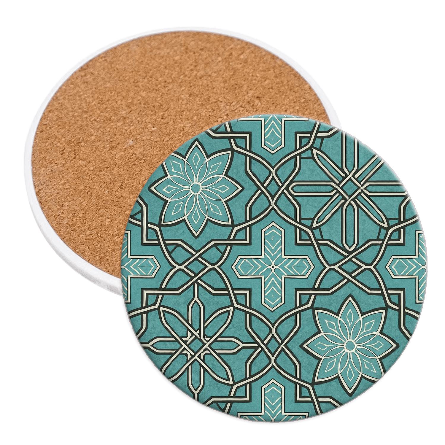Celestial Arabesque Lattice cork coaster sets