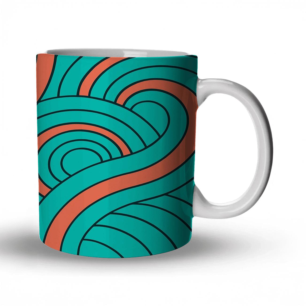 Minimalist Bold Wave With Turquoise Rhythm premium drinkware mugs