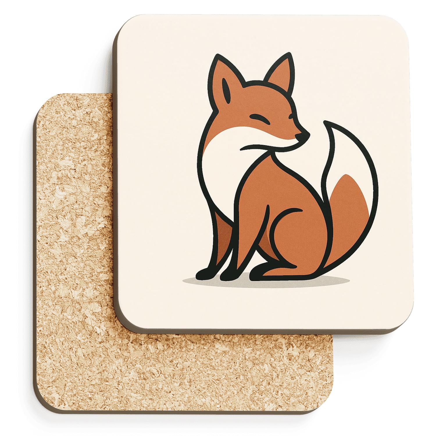 Minimalist Fox Emblem absorbent drink coasters