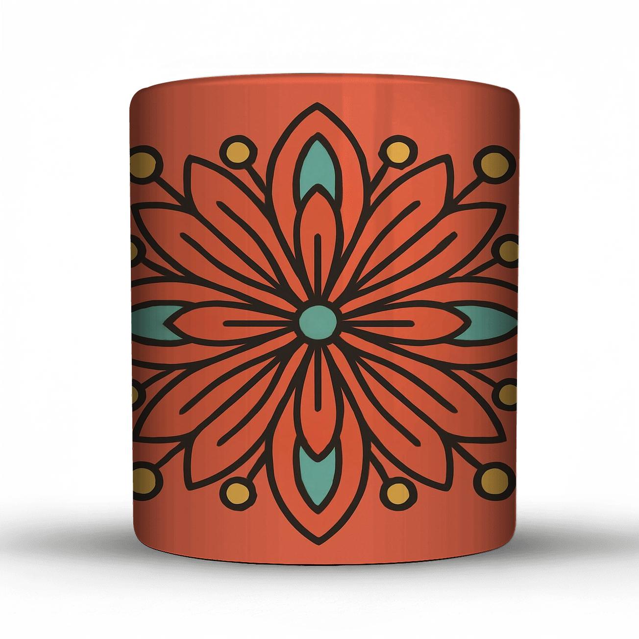 Bright Geometric Blossom Coral Center gift mugs for occasions