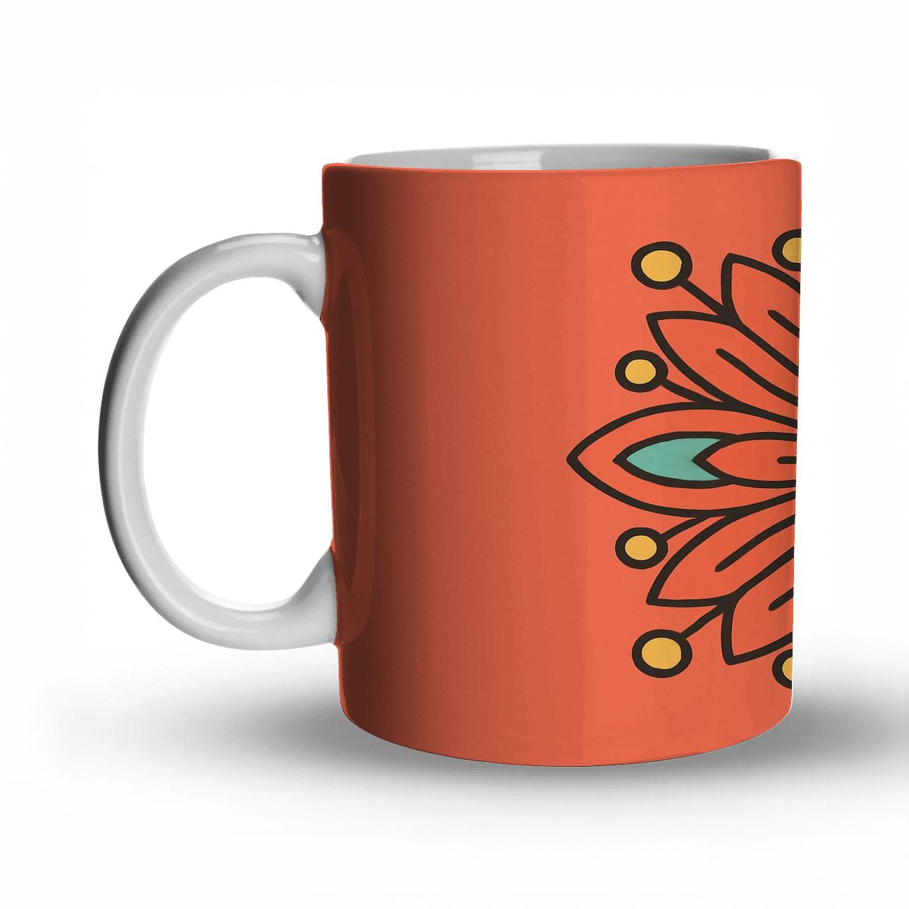 Bright Geometric Blossom Coral Center gift mugs for occasions