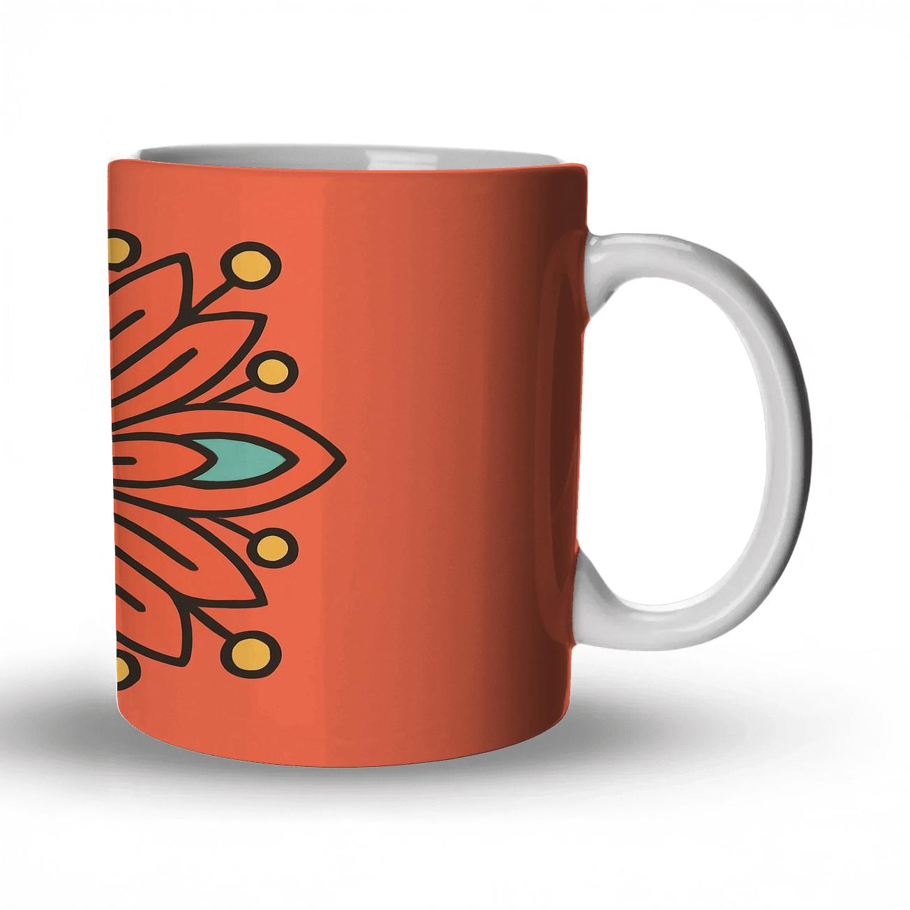 Bright Geometric Blossom Coral Center gift mugs for occasions