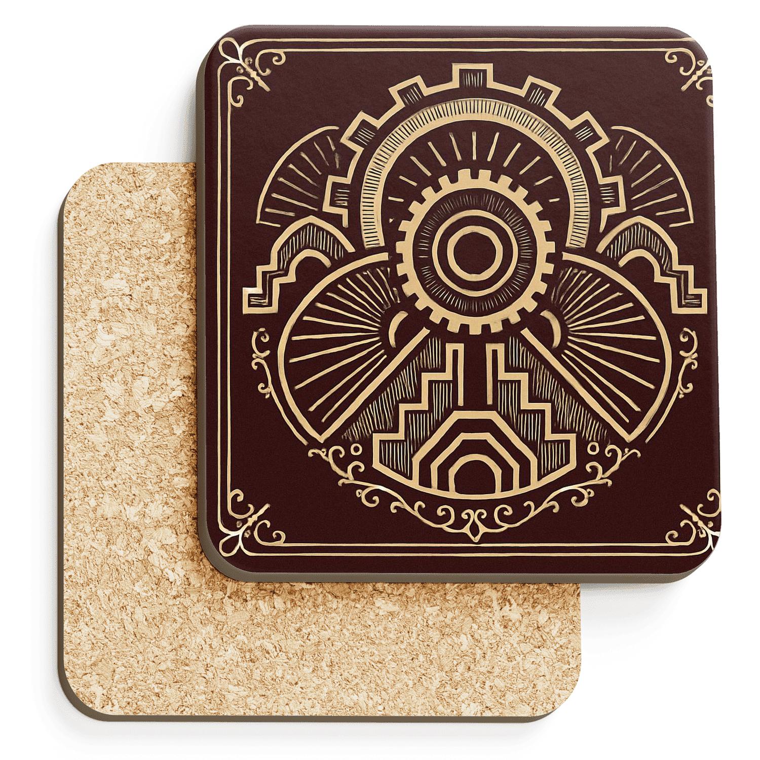 Deco Mechanical Medalion decorative beverage coasters