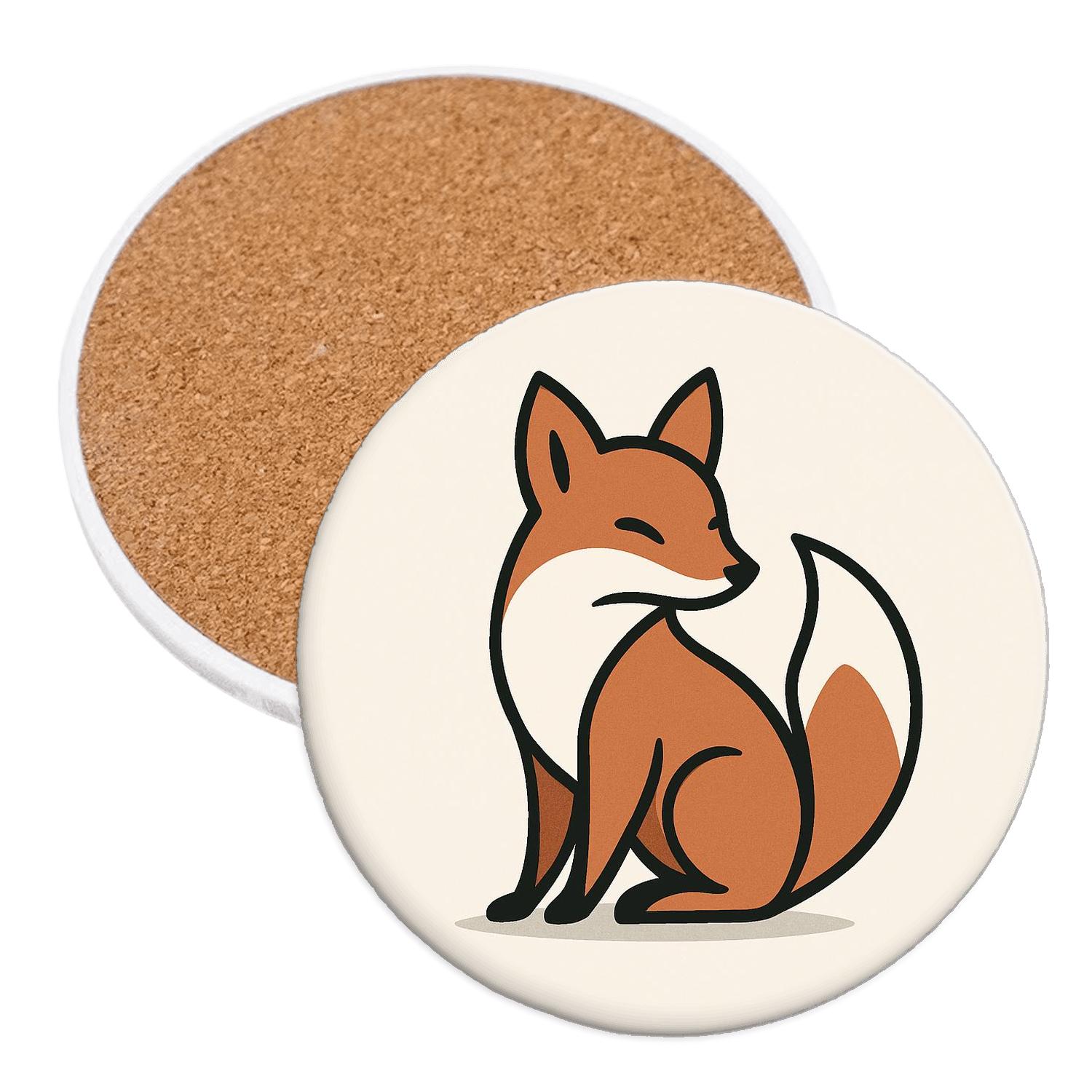 Minimalist Fox Emblem stone coaster collections