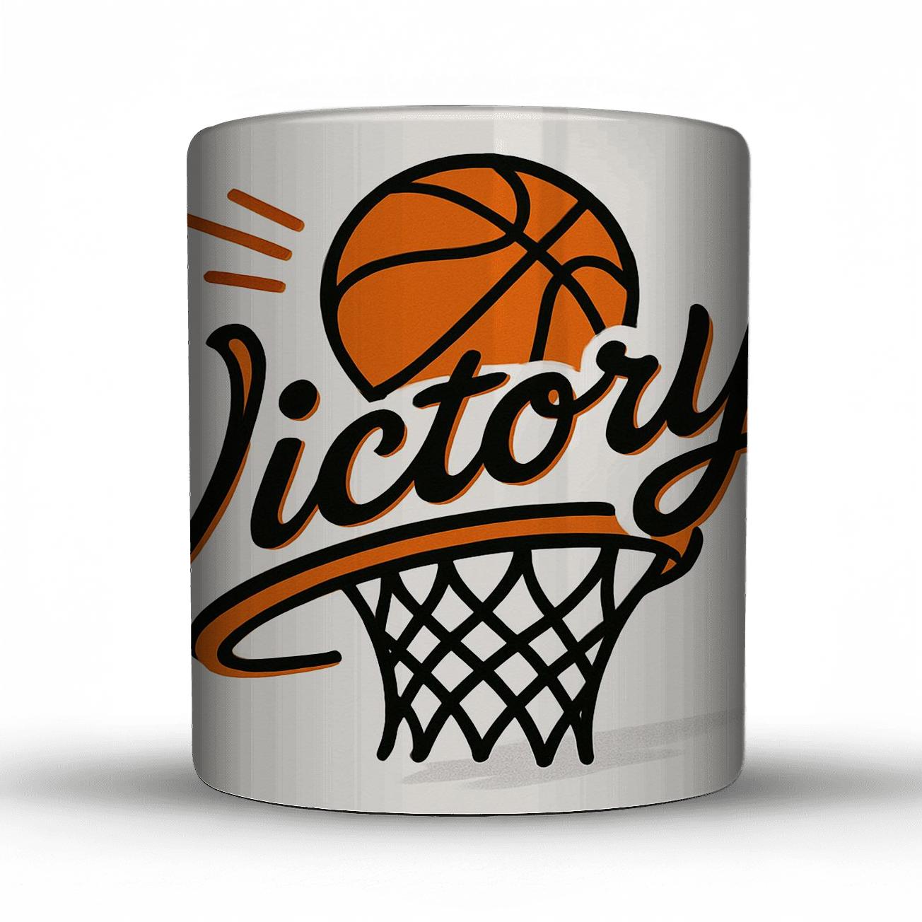Victory Basketball Line Art travel mugs with handles