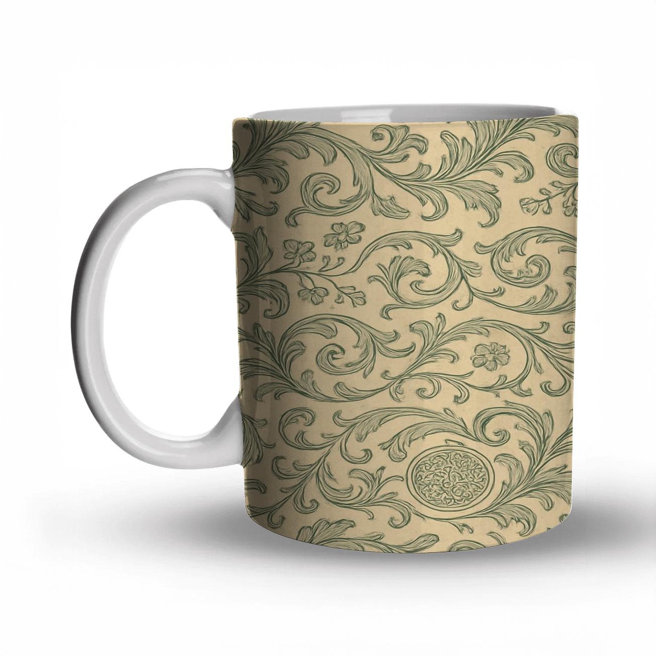 Gilded Botanical Scrollwork novelty coffee mugs