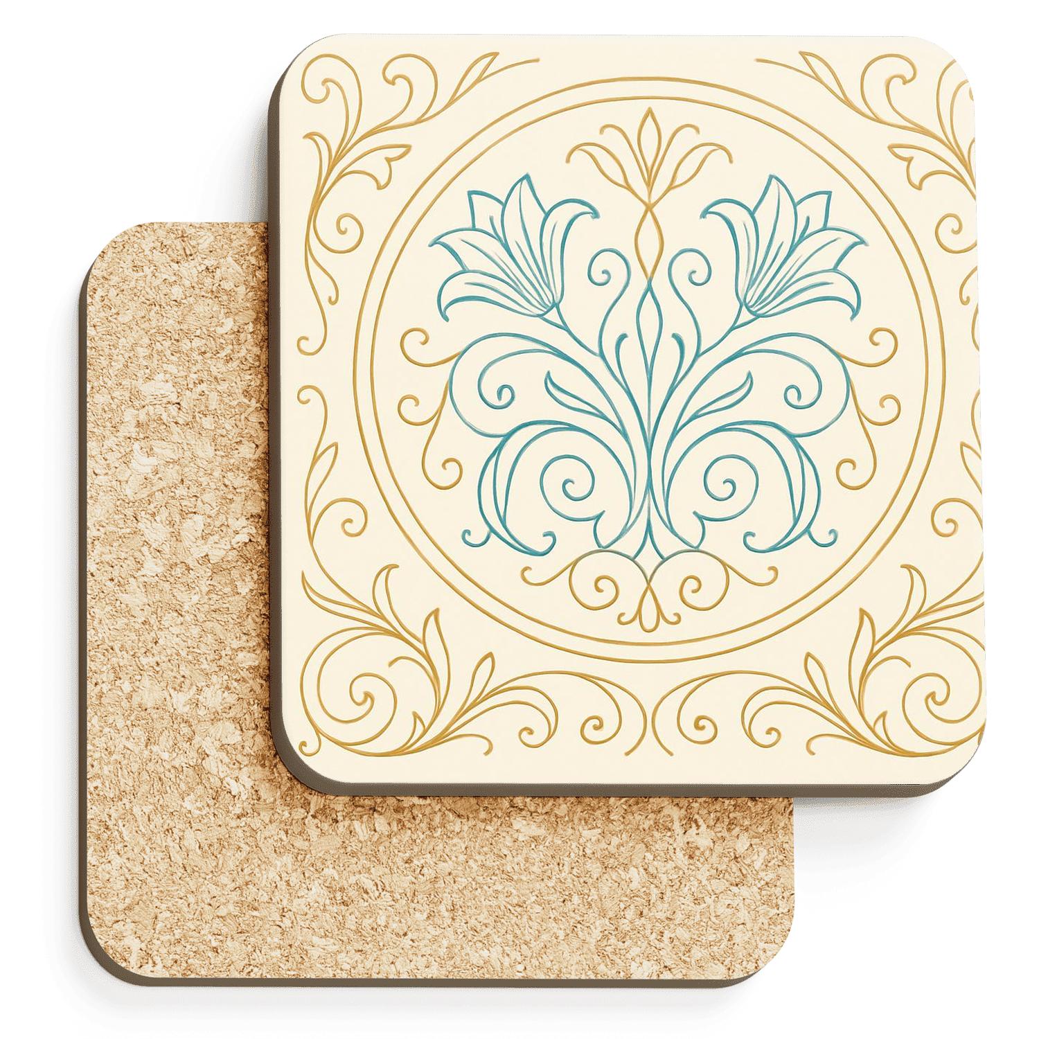 Art Nouveau Botanical Emblem coasters for home decor