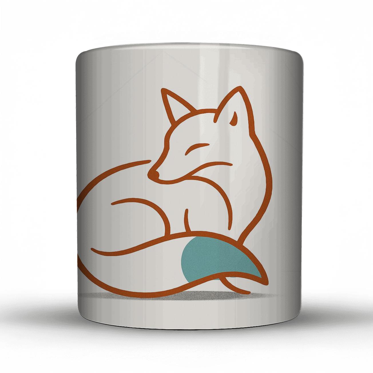 Sleek Fox Linework custom printed mugs