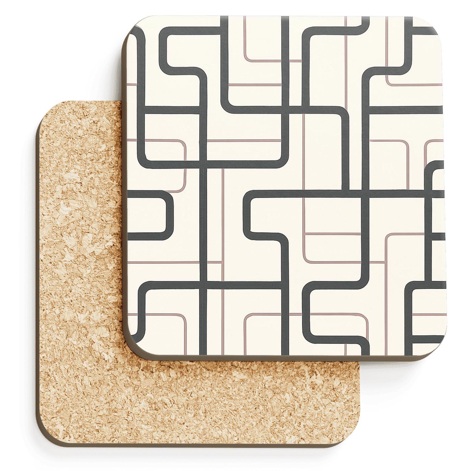 Negative Space Meander Grid personalized drink coasters