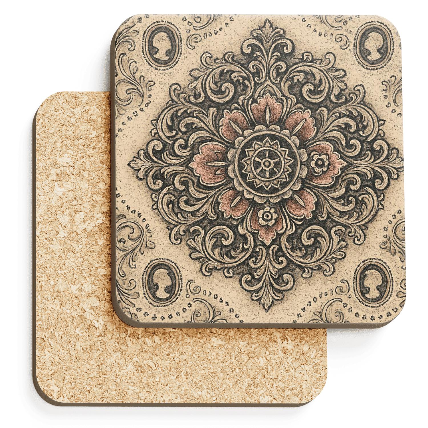 Victorian Lace Mechanical Bloom wooden table coasters