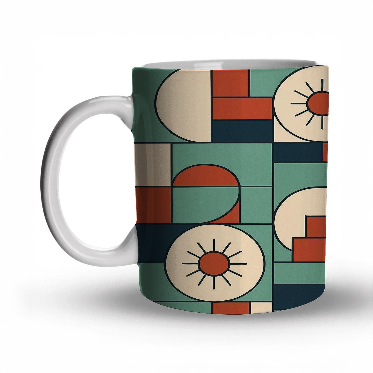 Bauhaus Geometric Retro ceramic coffee mugs