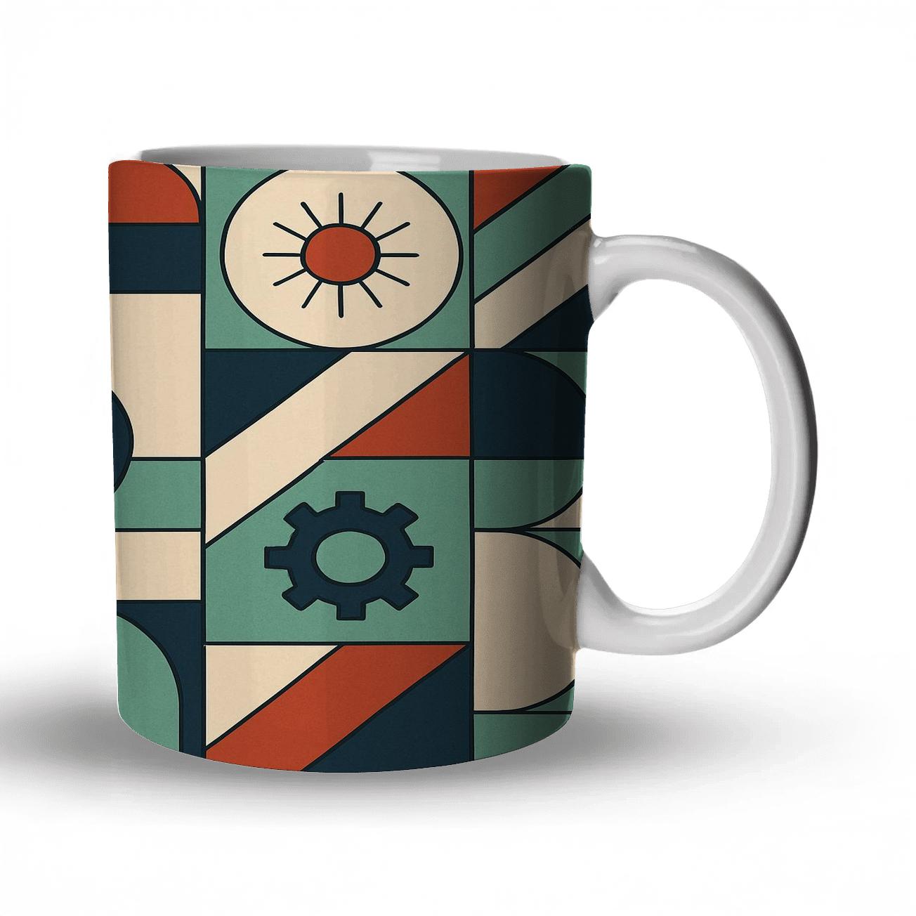 Bauhaus Geometric Retro ceramic coffee mugs