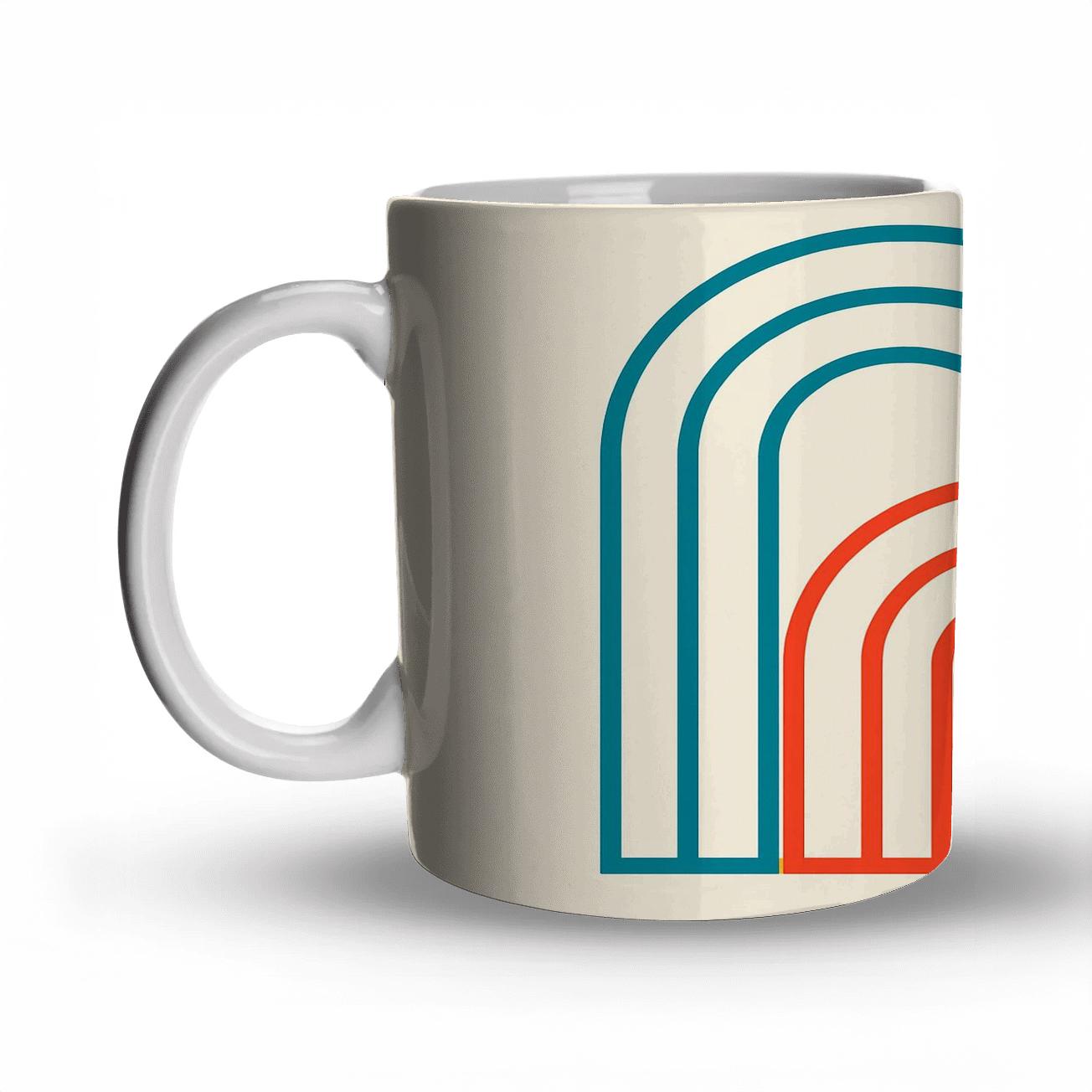 Bold Bright Arches Minimalist Pattern travel mugs with handles
