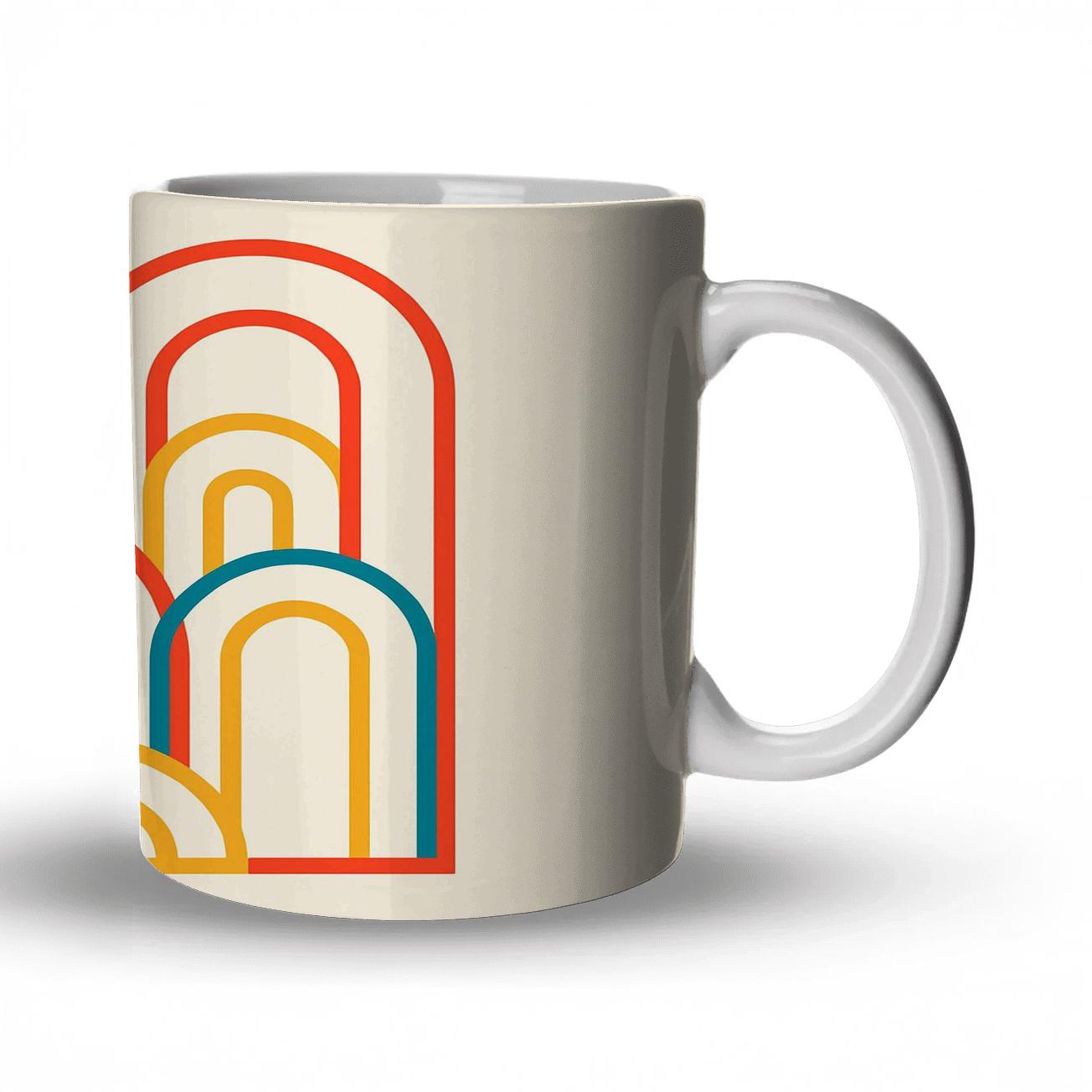 Bold Bright Arches Minimalist Pattern travel mugs with handles