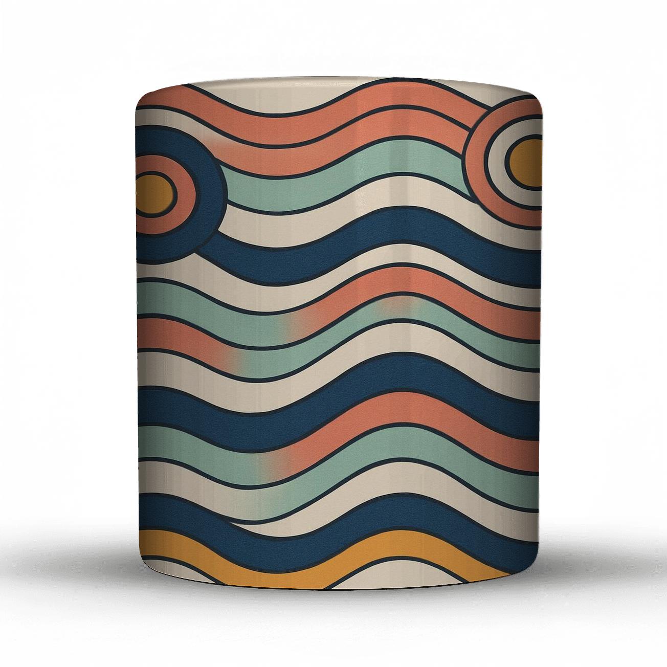 Geometric Waves Bold Bright Composition ceramic coffee mugs