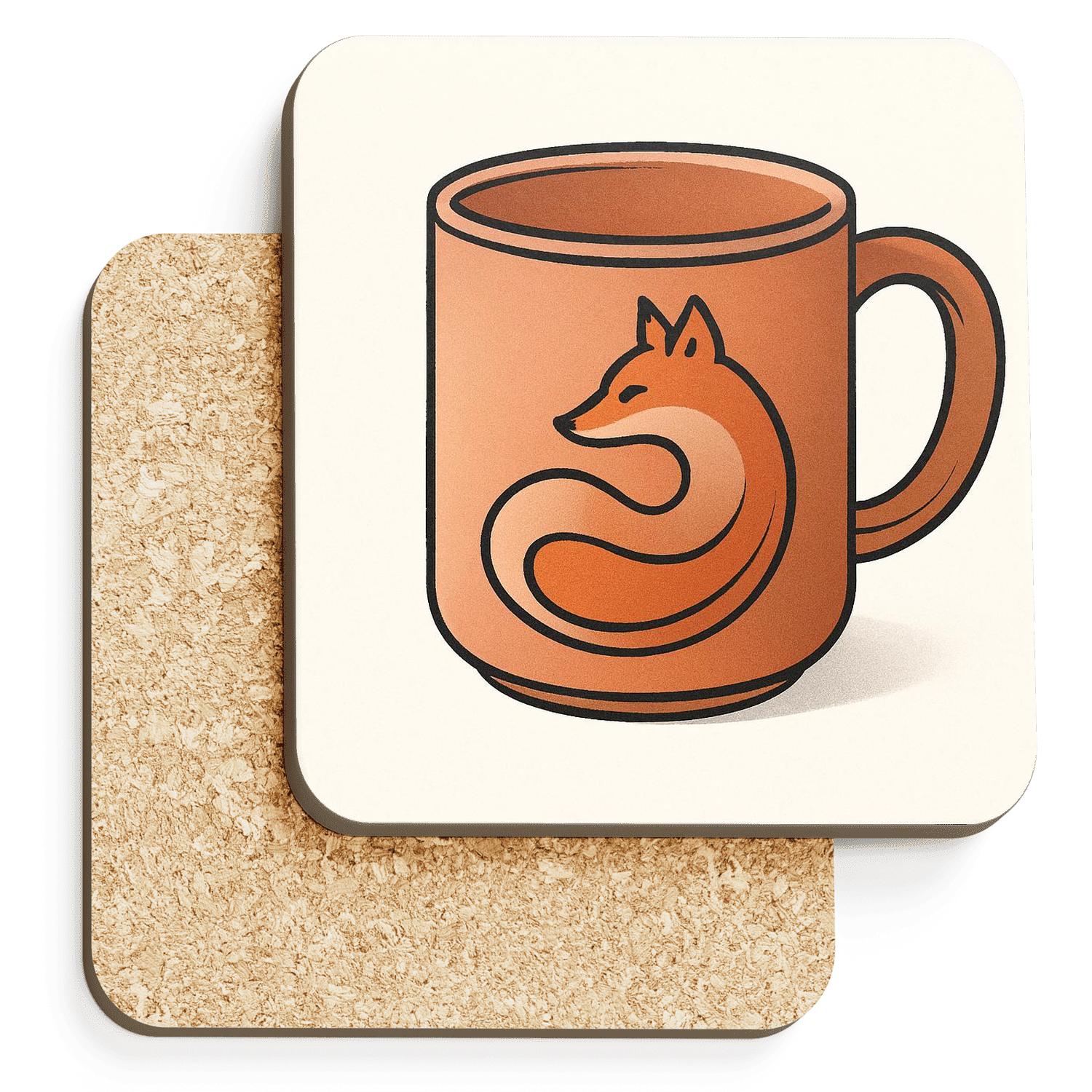 Minimal Fox Wrap personalized drink coasters