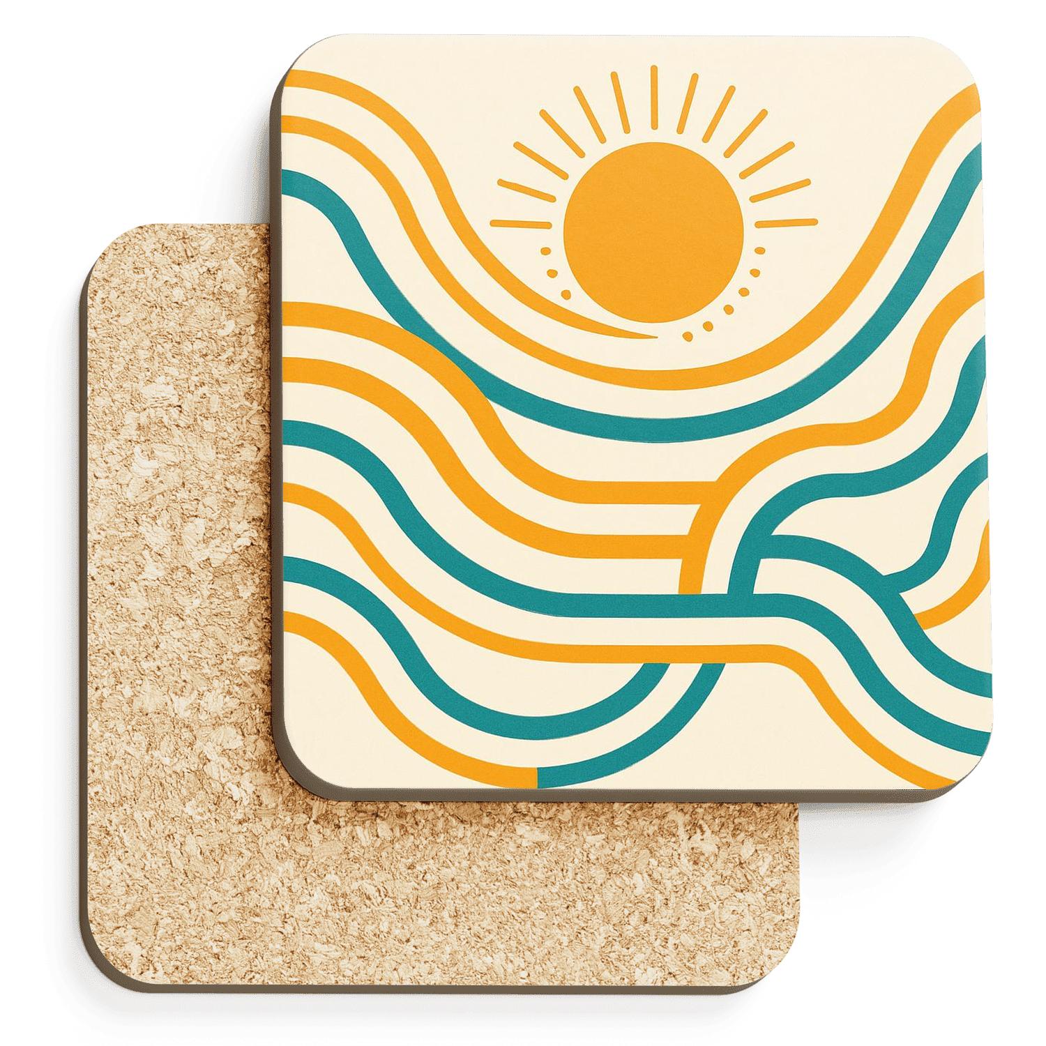 Solar Rhythm Lines coasters for home decor