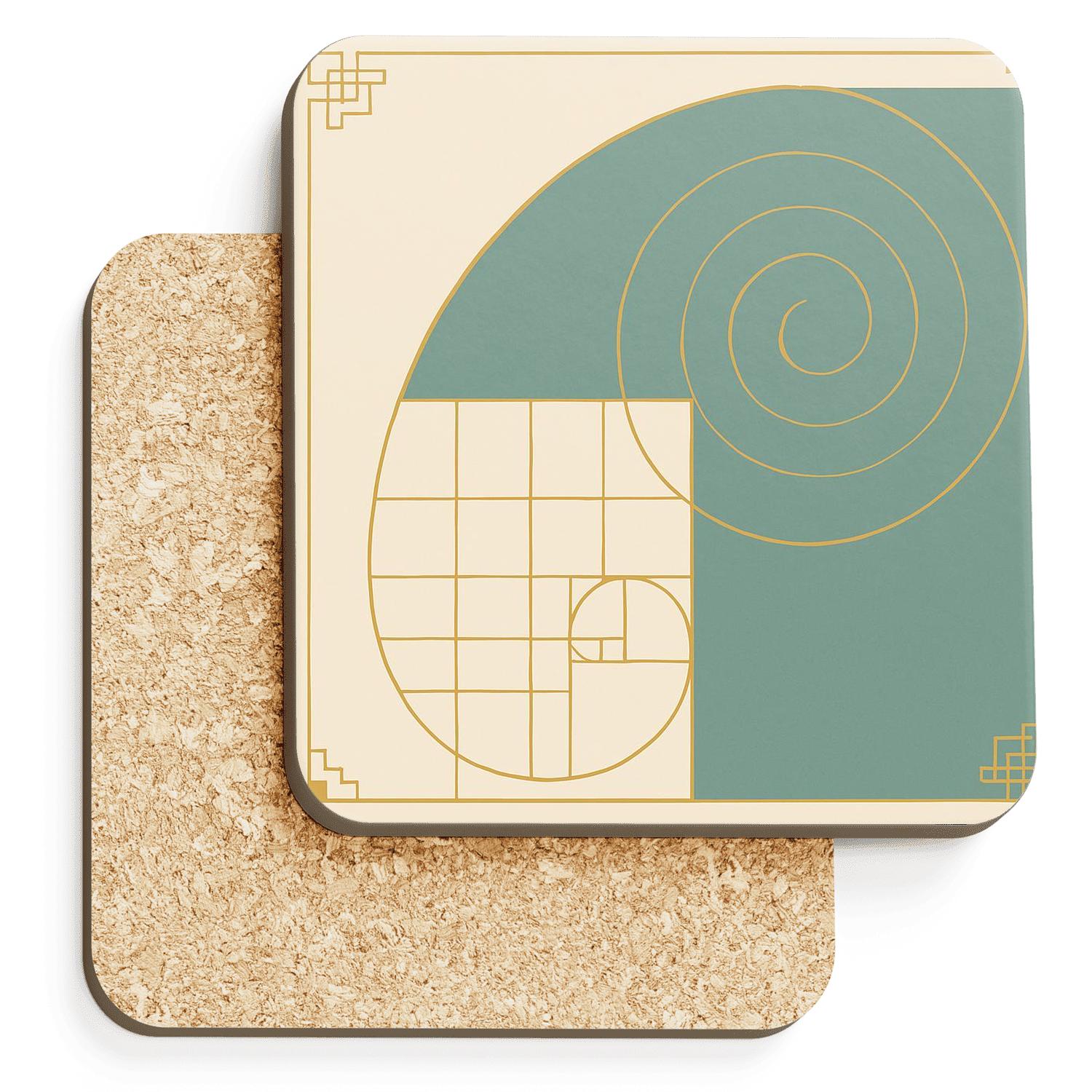 Golden Ratio Grid wooden table coasters