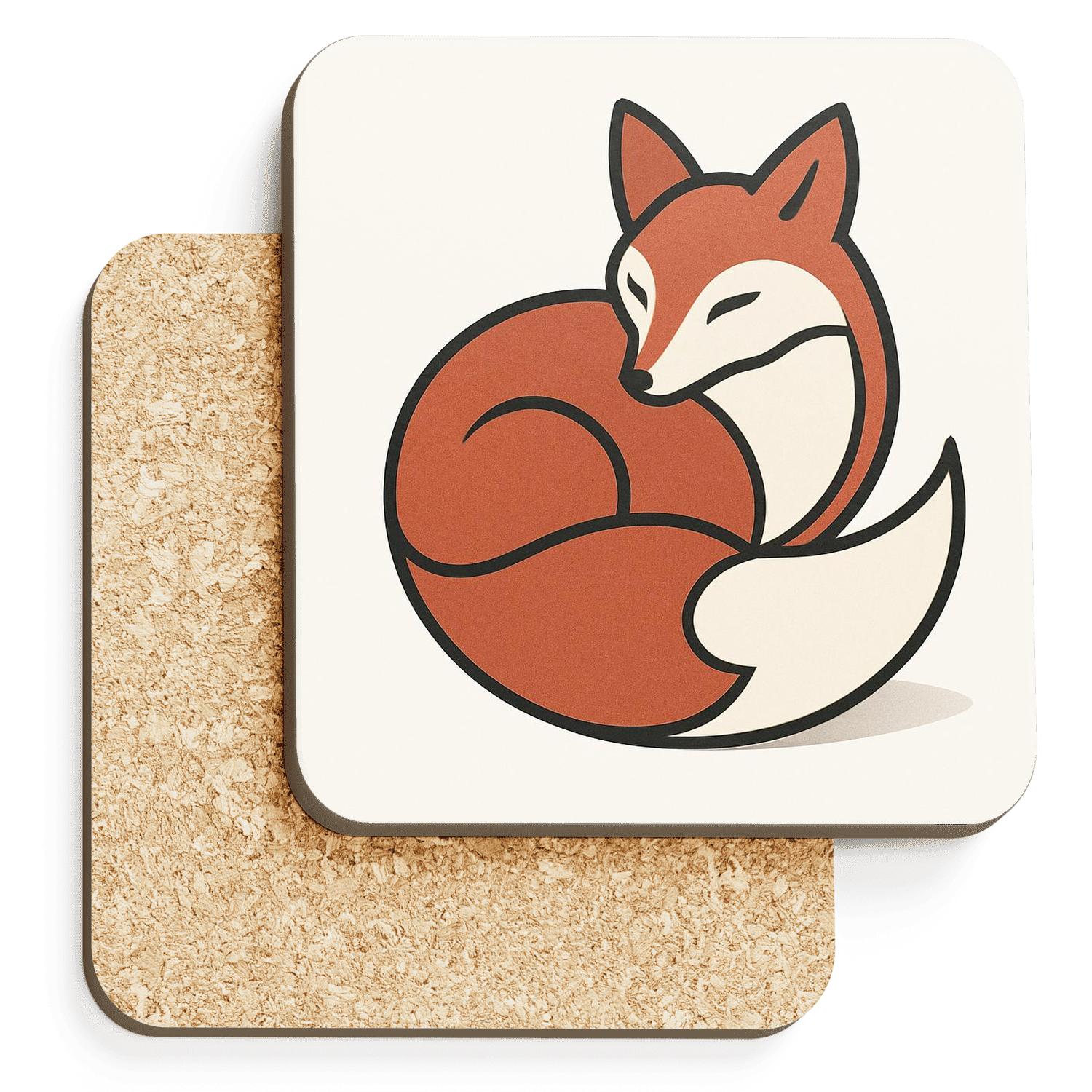 Minimal Fox Embrace personalized drink coasters