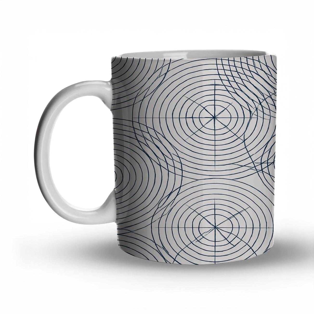 Orbiting Lines Minimalist Geometry insulated thermal mugs