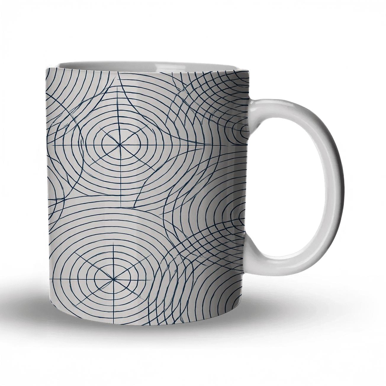 Orbiting Lines Minimalist Geometry insulated thermal mugs