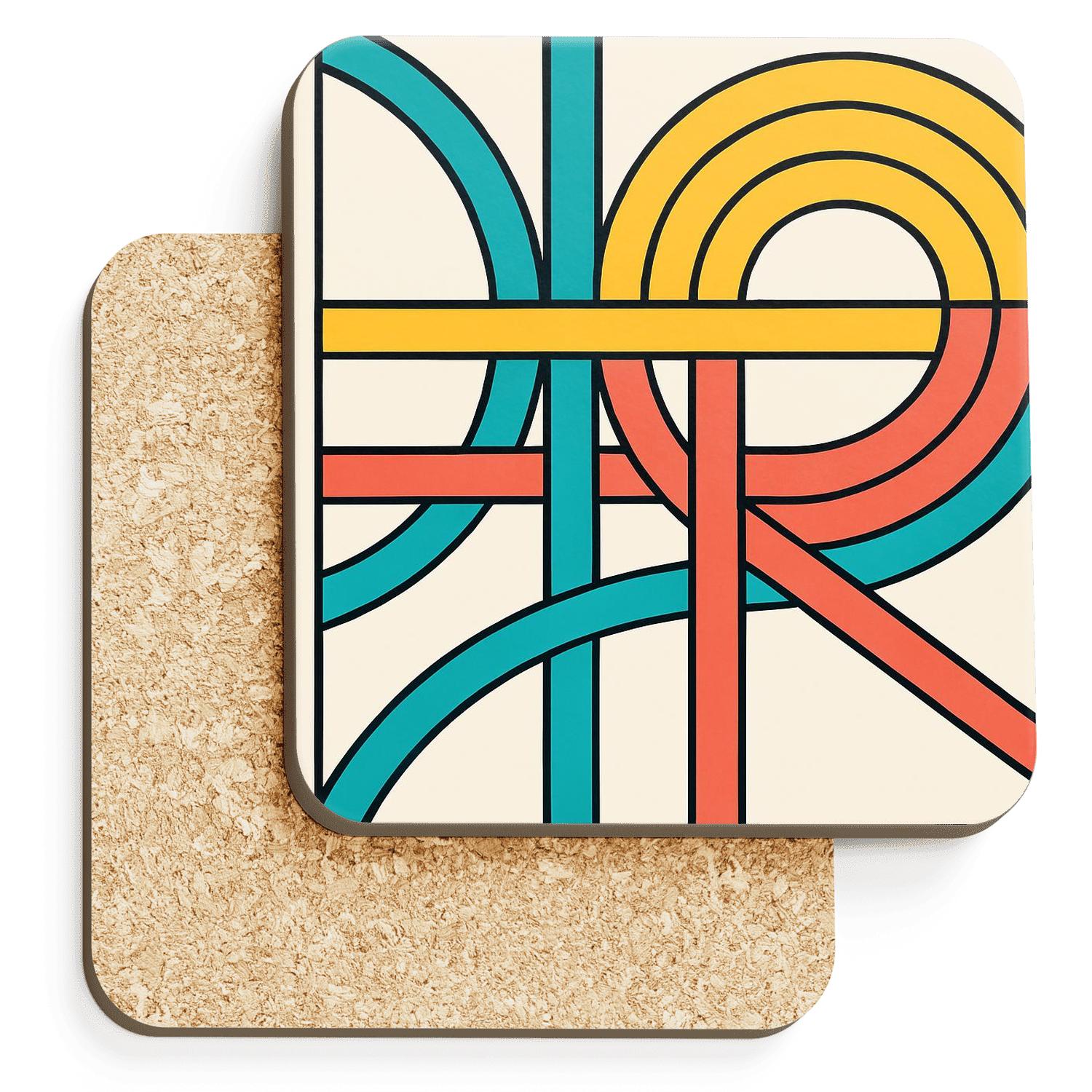 Solar Ribbon Geometry elegant tabletop coasters