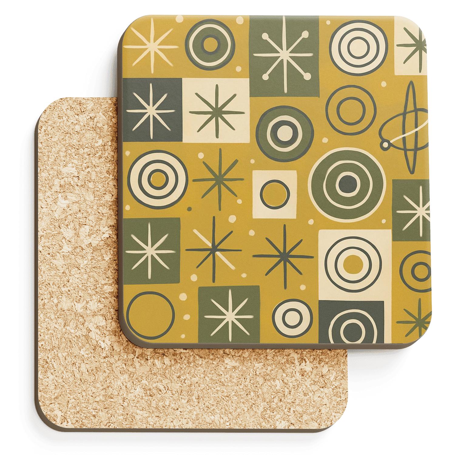 Geometric Mid Century Ornament personalized drink coasters