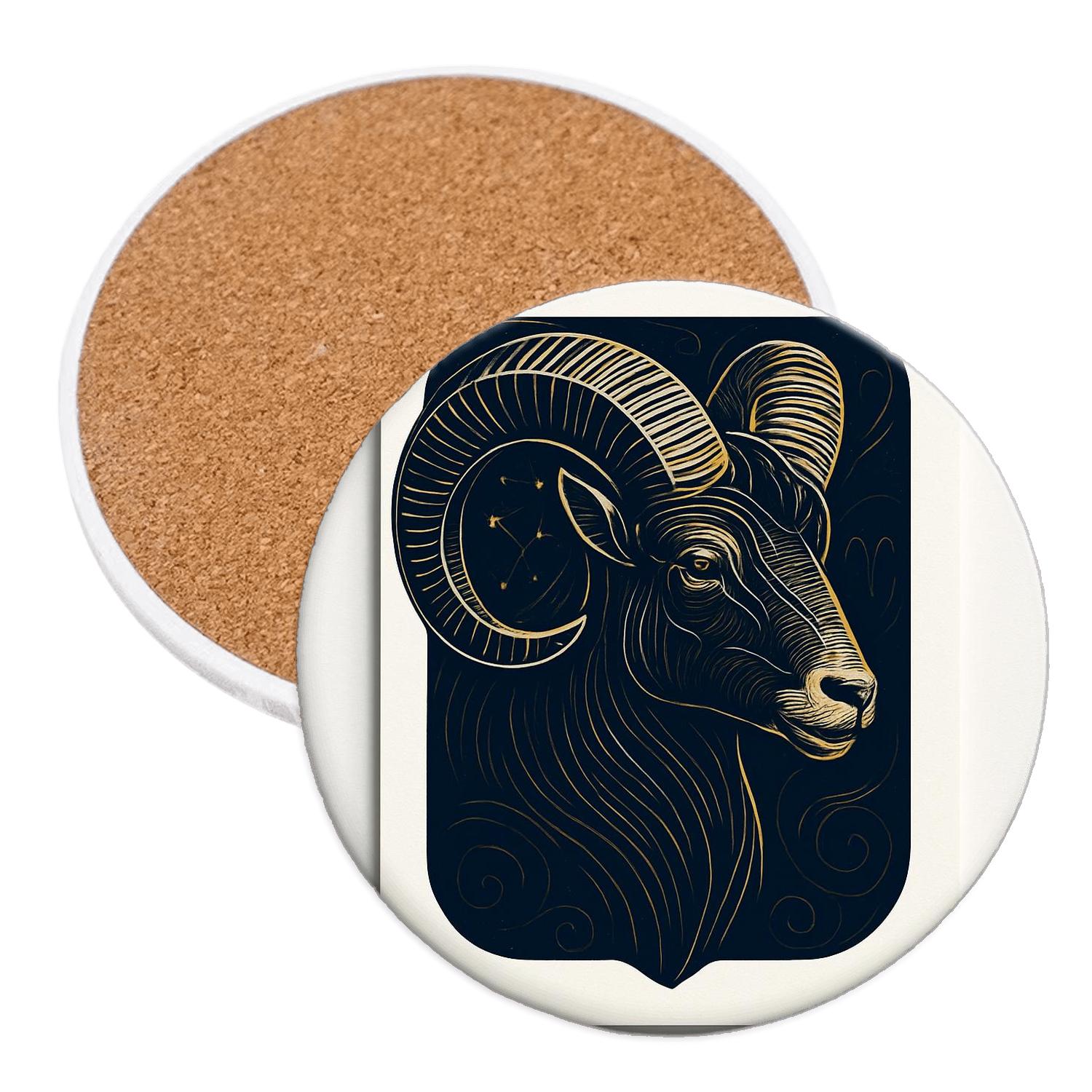 Aries Ram Minimalist absorbent drink coasters