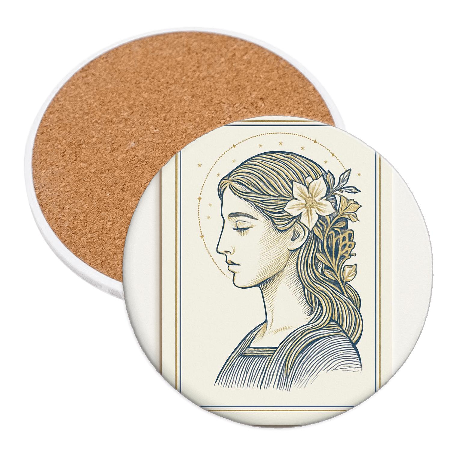 Virgo Maiden Linework absorbent drink coasters