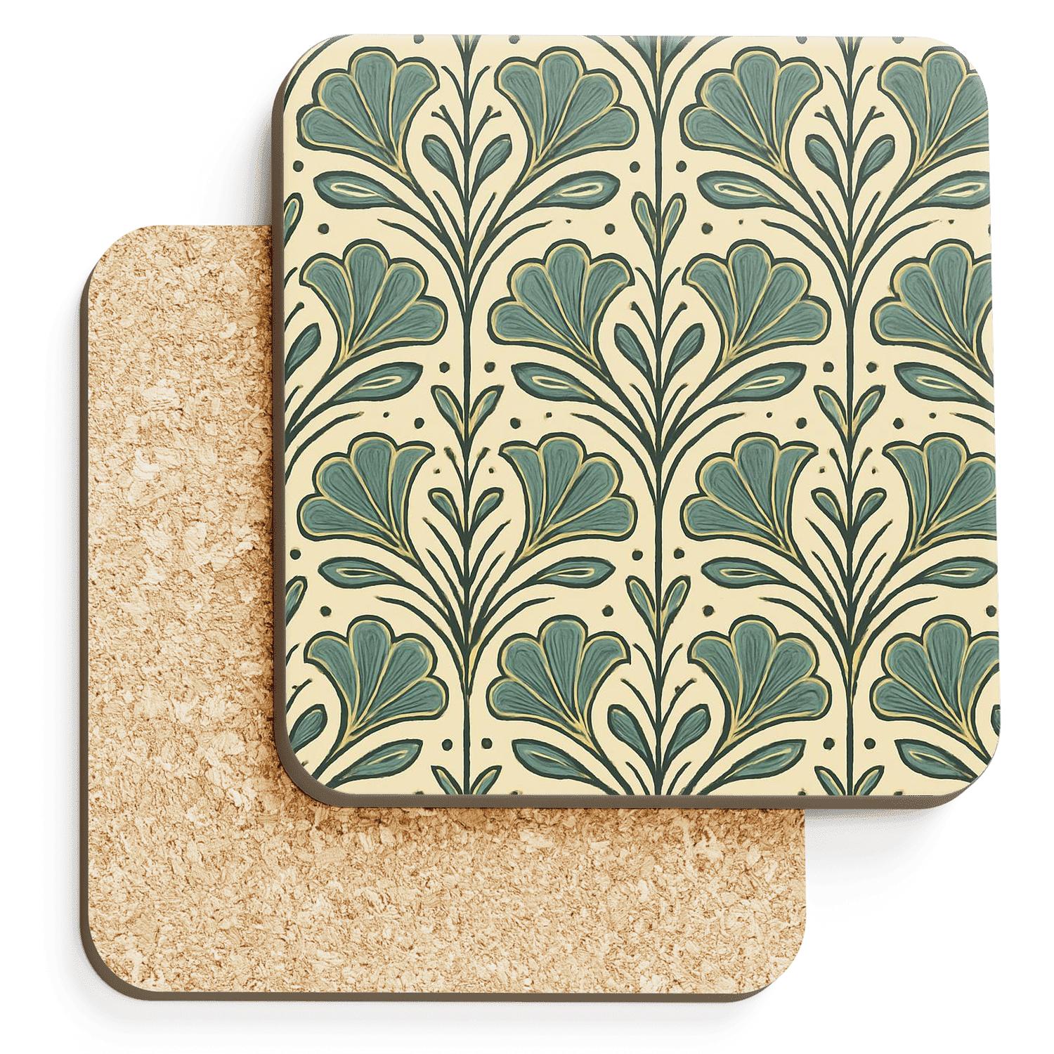 Art Deco Botanical Repeat personalized drink coasters