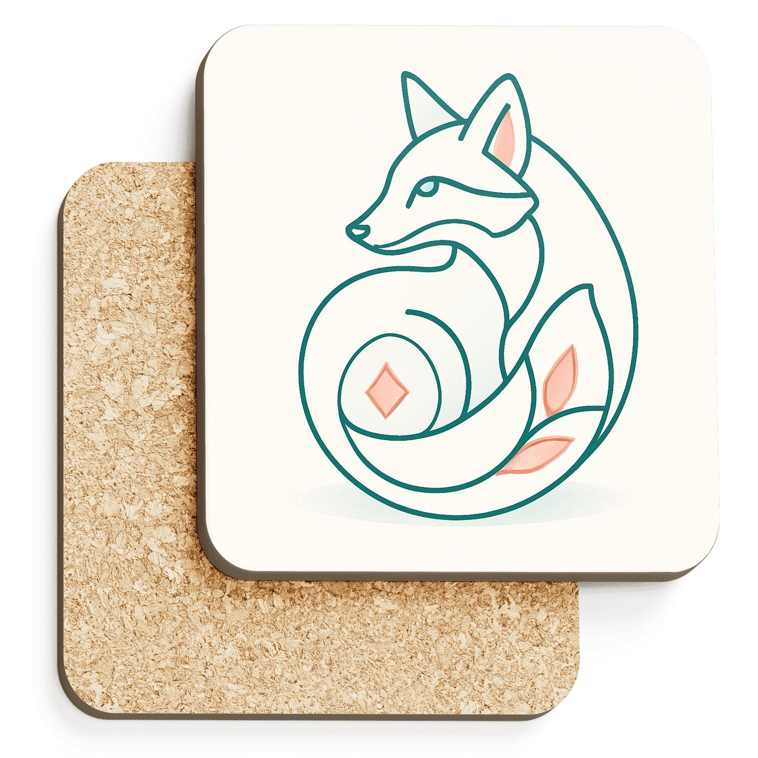 Serene Fox Wrap personalized drink coasters
