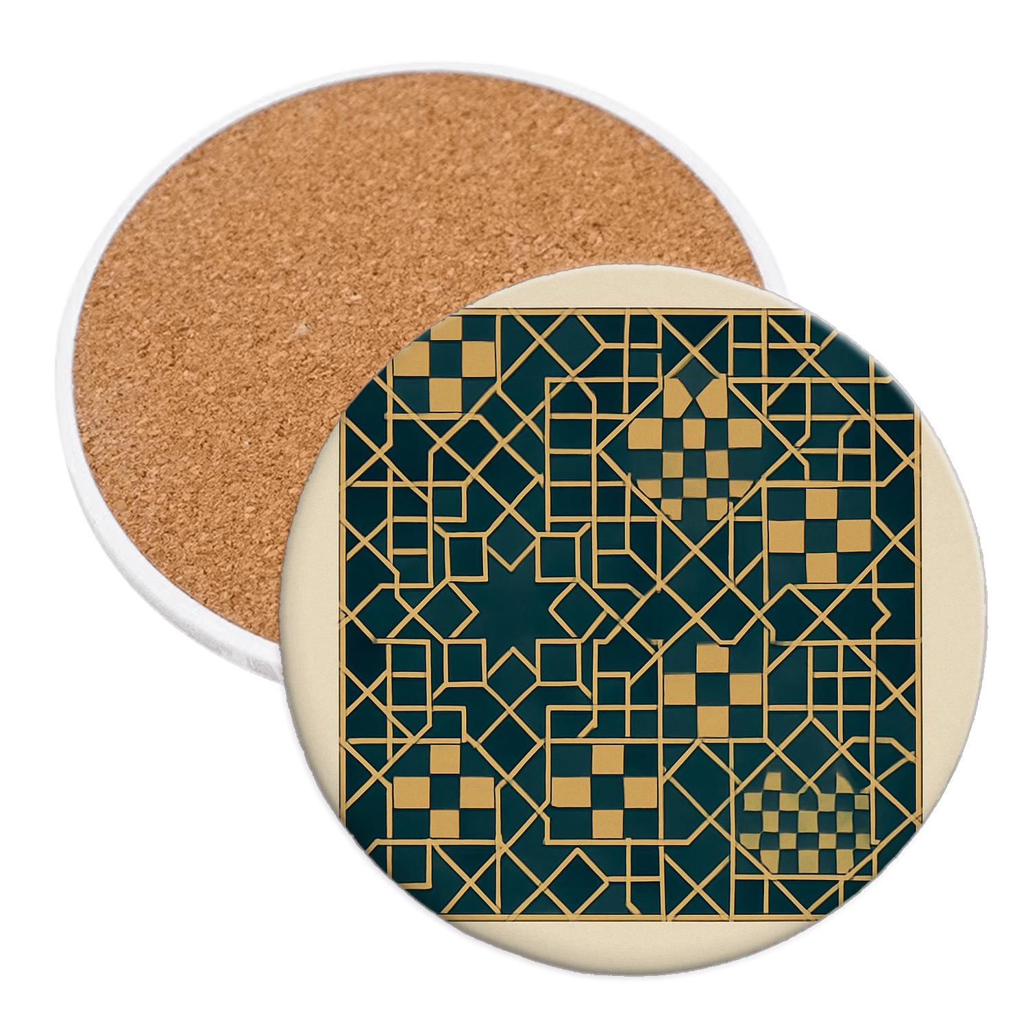 Interlaced Golden Tessera decorative beverage coasters